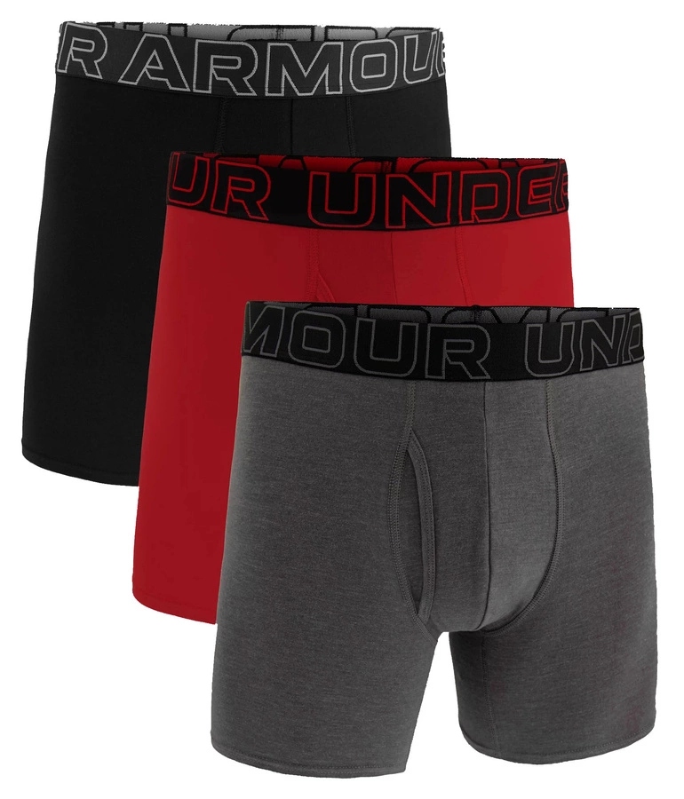 Bokserki męskie Under Armour Szare/czarne/czerwone 3 Pak Performance r XL