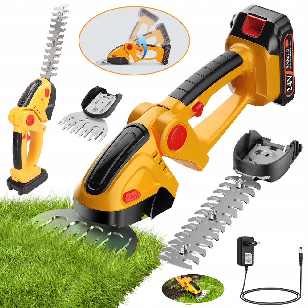 Mocny Nożyce Do Żywopłotu Trawy Krzewów Akumulatorowe 24V Regulowany Kąt