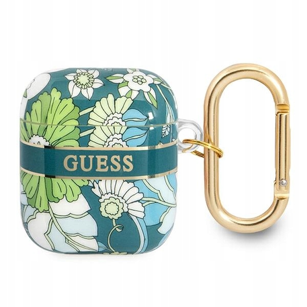Guess Etui Do Airpods 1 2 Flower Strap Zielony Przeciw Zarysiwaniom Ochrona