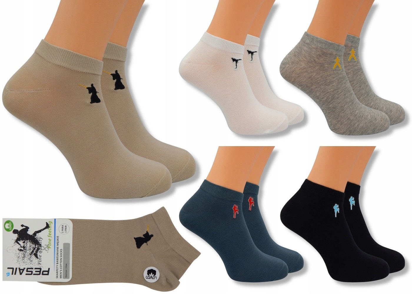 

5 X Bawełniane Skarpety Męskie Krótkie Jakość Lato