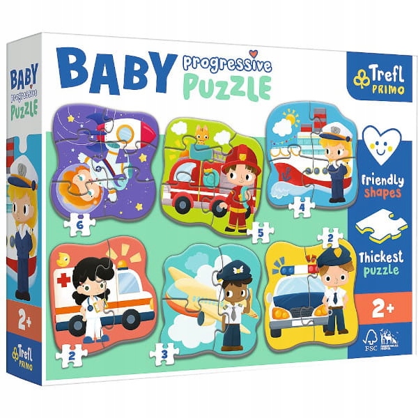 TREFL Baby Puzzle progresywne Zawody i Pojazdy 2+