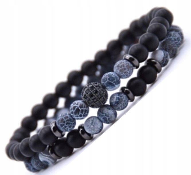 BRANSOLETKA MĘSKA ZESTAW 2W1 KAMIEŃ AGAT Marka Inna marka