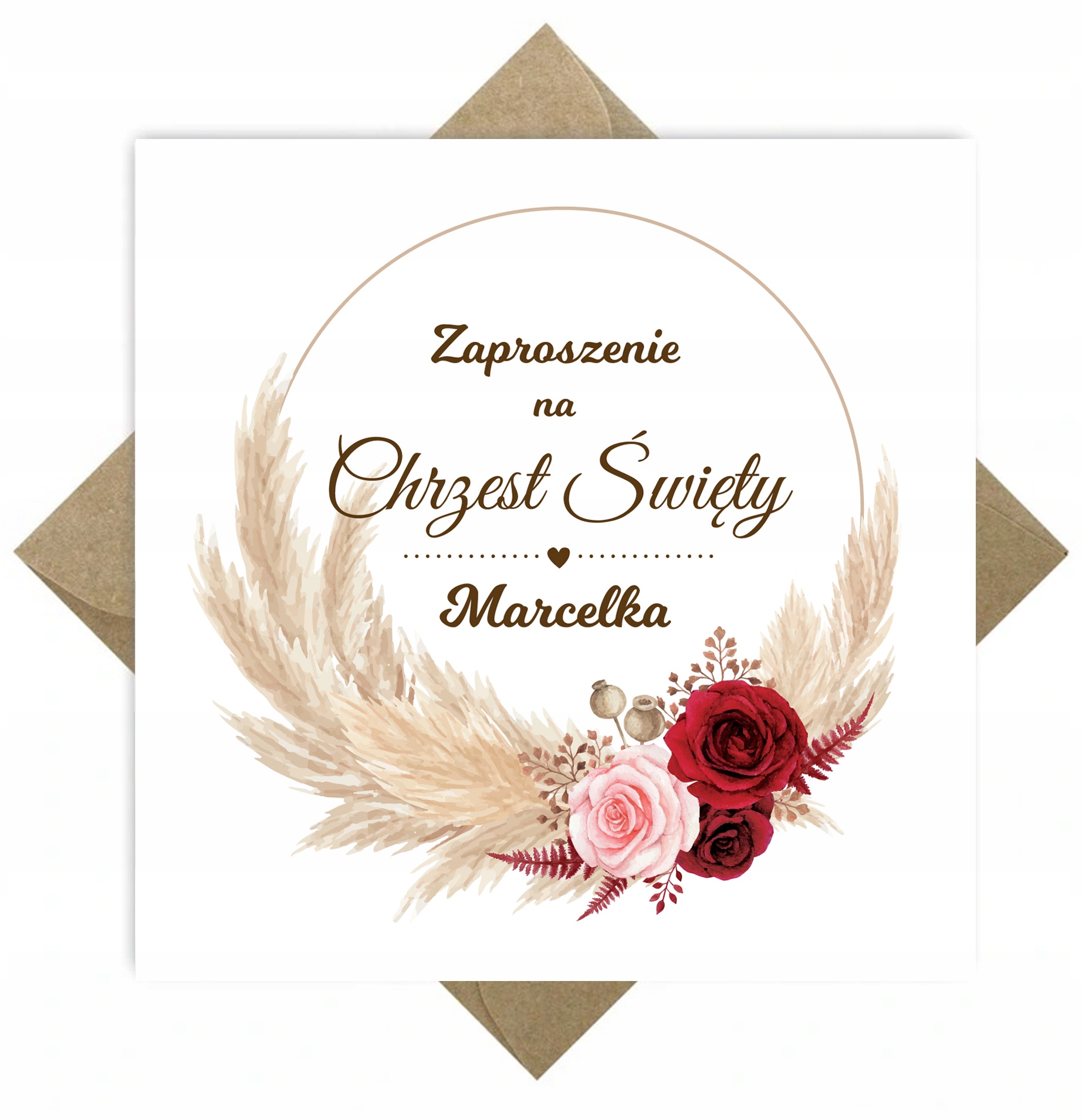 ZAPROSZENIA NA CHRZEST Święty IMIĘ BOHO koperta Wysokość produktu 14.3 cm