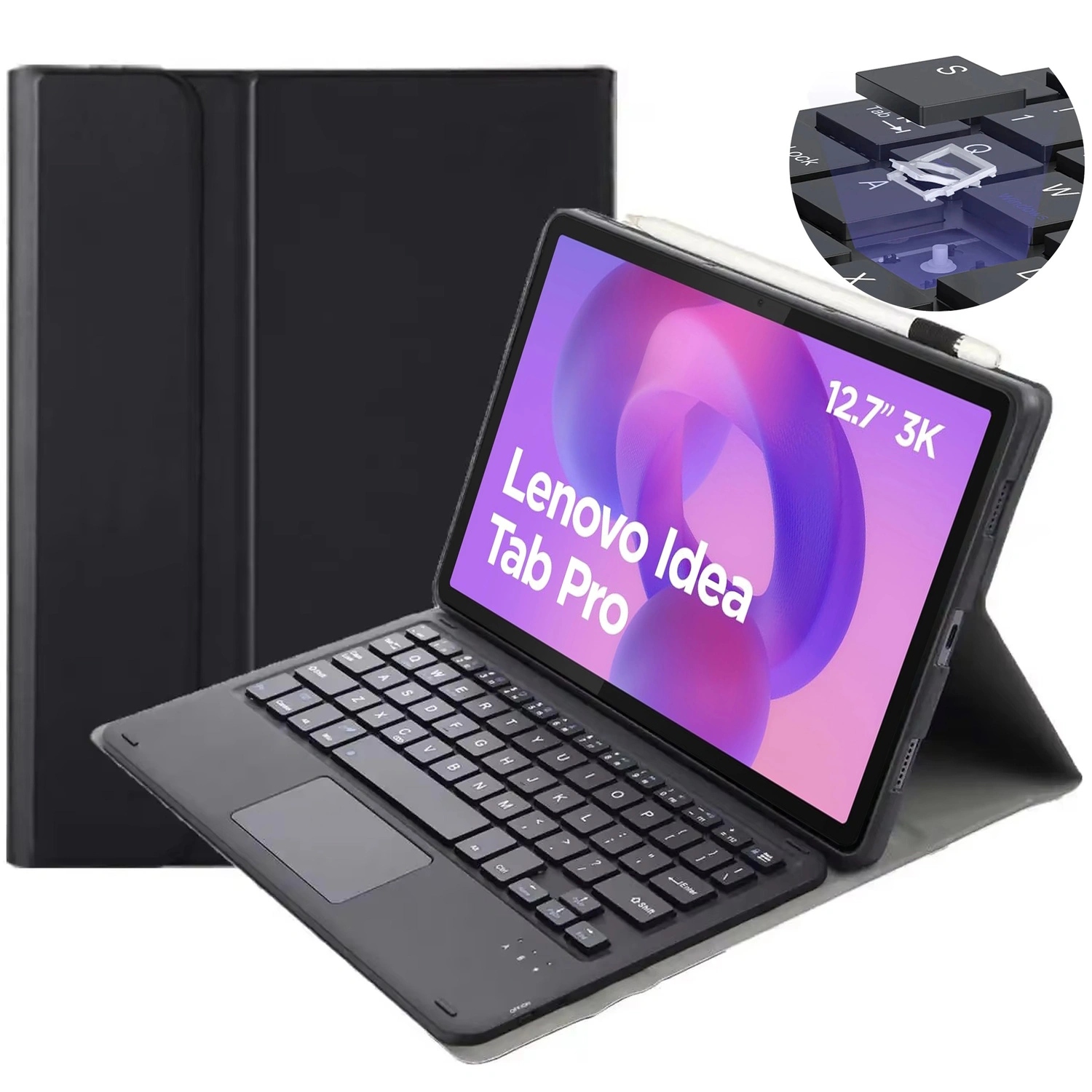 Pouzdro pro Lenovo Idea Tab Pro 12.7, černé ochranné s podstavcem