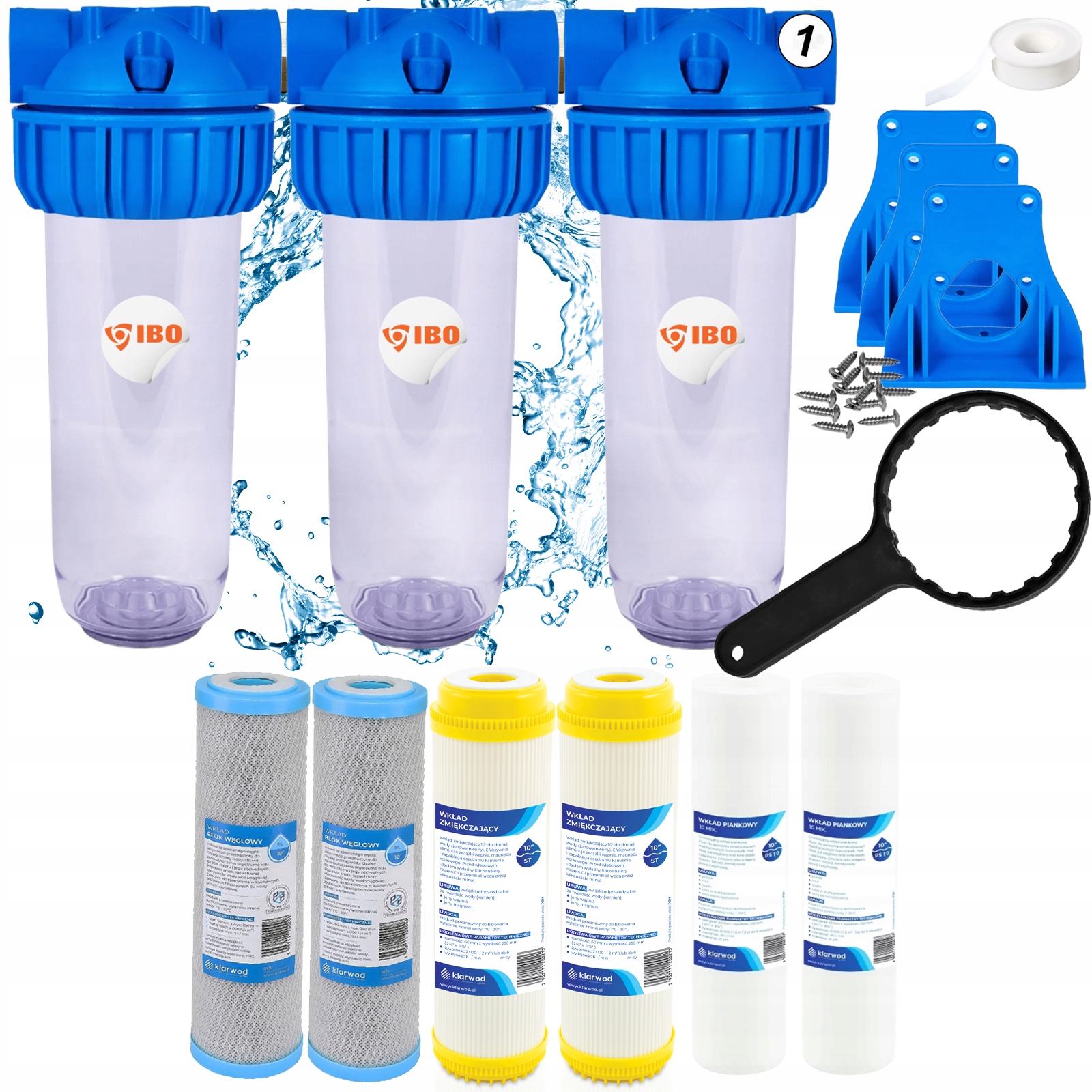 Předfiltr Na Vodu Pro Celý Dům 3-STUPŇOVÝ Změkčovač 1" Sada Filtrů