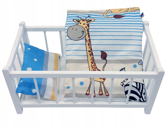 BIAŁE DREWNIANE ŁÓŻECZKO DLA LALEK + POŚCIEL 3EL