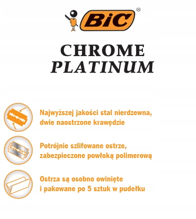 ŻYLETKI DO MASZYNKI GOLENIA CHROME PLATI 20 X 5 szt BIC PLATINUM Liczba sztuk 100