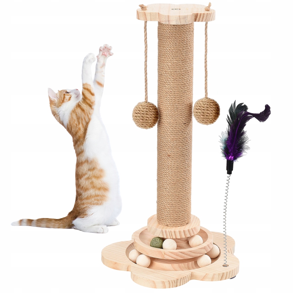 Levně Škrabadlo Pro Kočky Ze Sisalového Vlákna, Šplhací Věž S Hračkami
