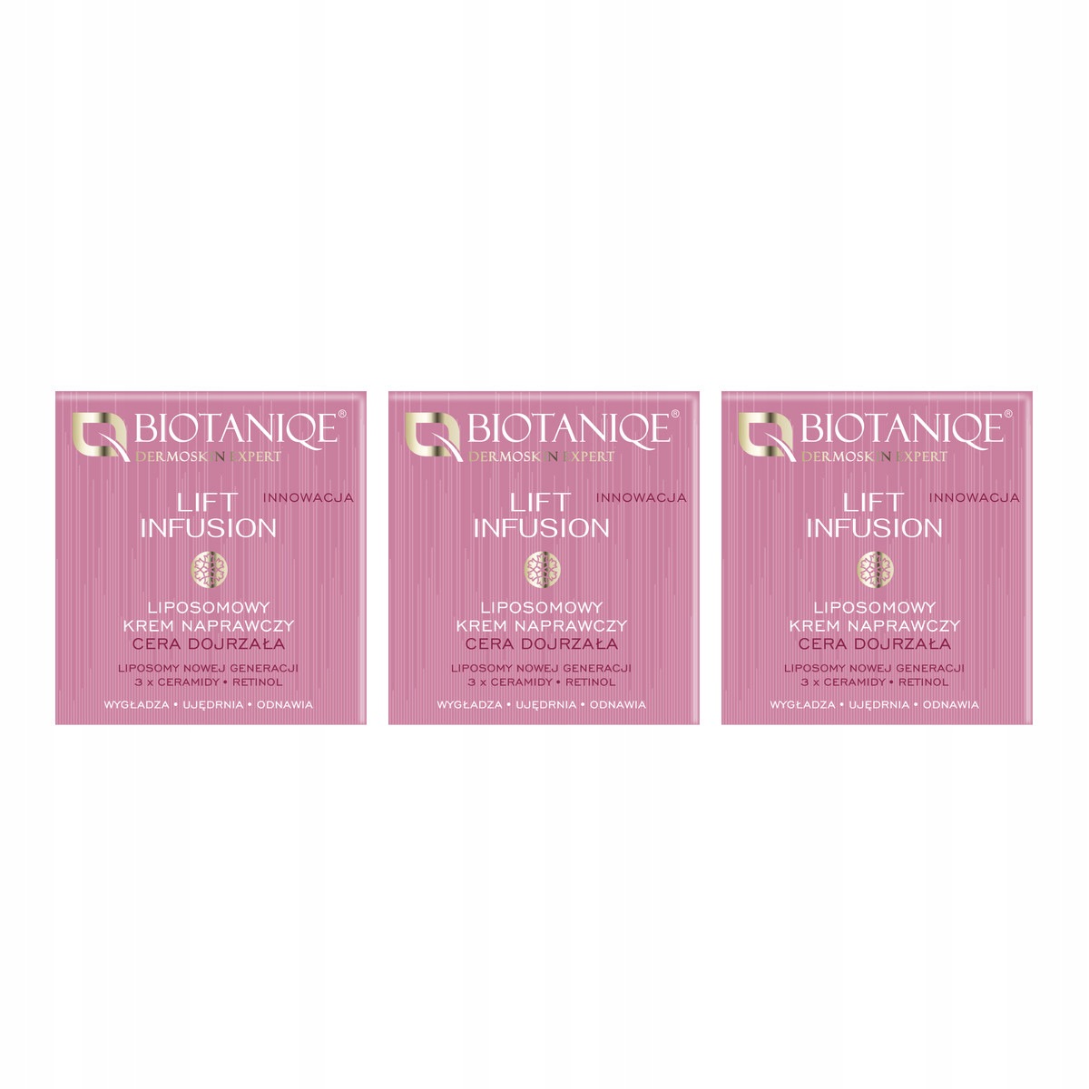 Zestaw: 3x Biotaniqe- Lift Infusion, Liposomowy Krem Naprawczy 60+ 50 ml