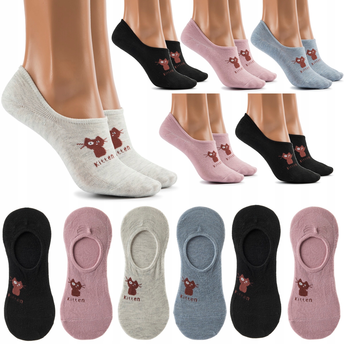 

6x Bawełniane Stopki damskie Niskie Skarpety 39-42