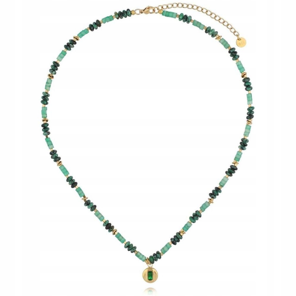Náhrdelník By Dziubeka zelený achát 45 cm