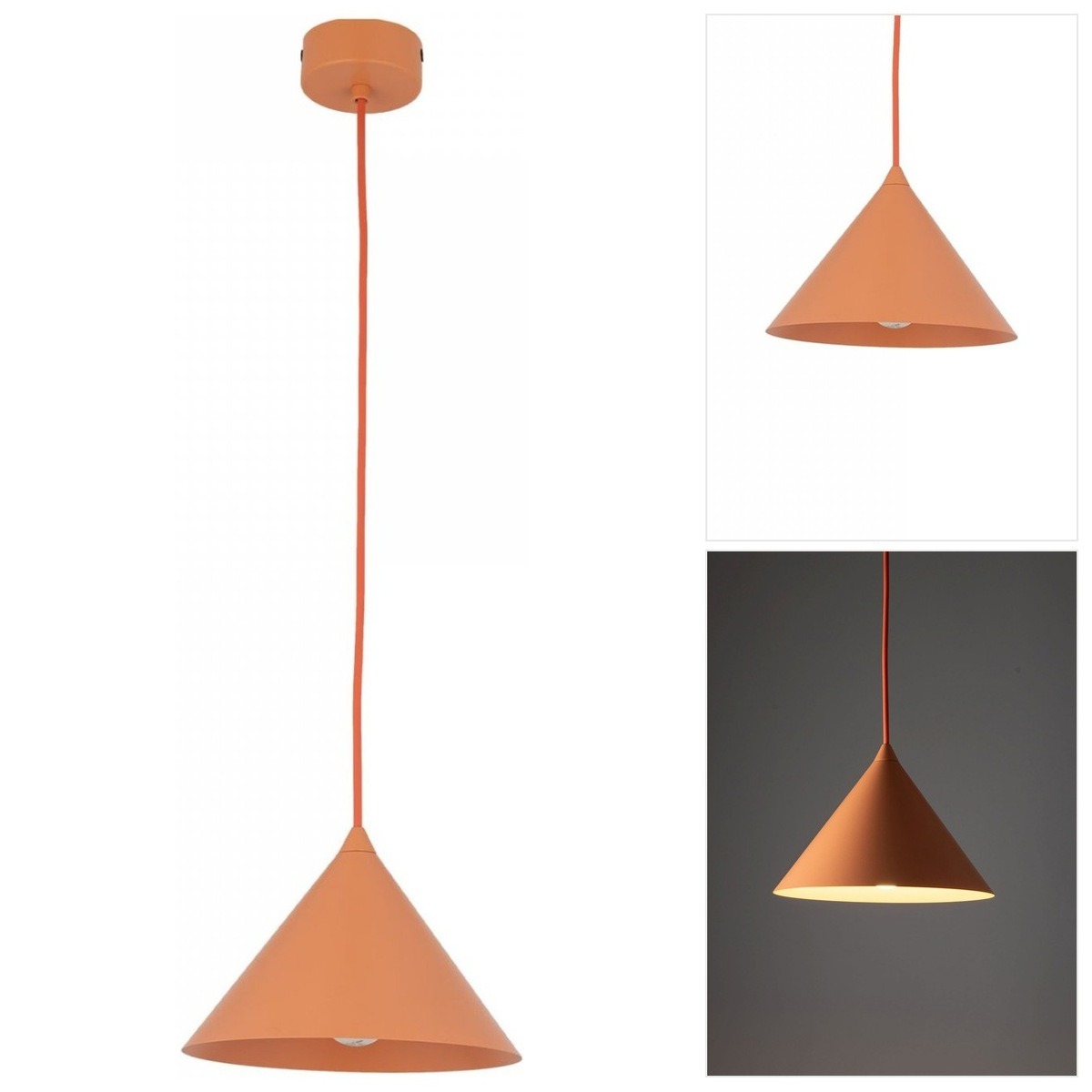 Závěsná lampa Cono béžová, moderní forma nad kuchyňským ostrovem Tk Lighting
