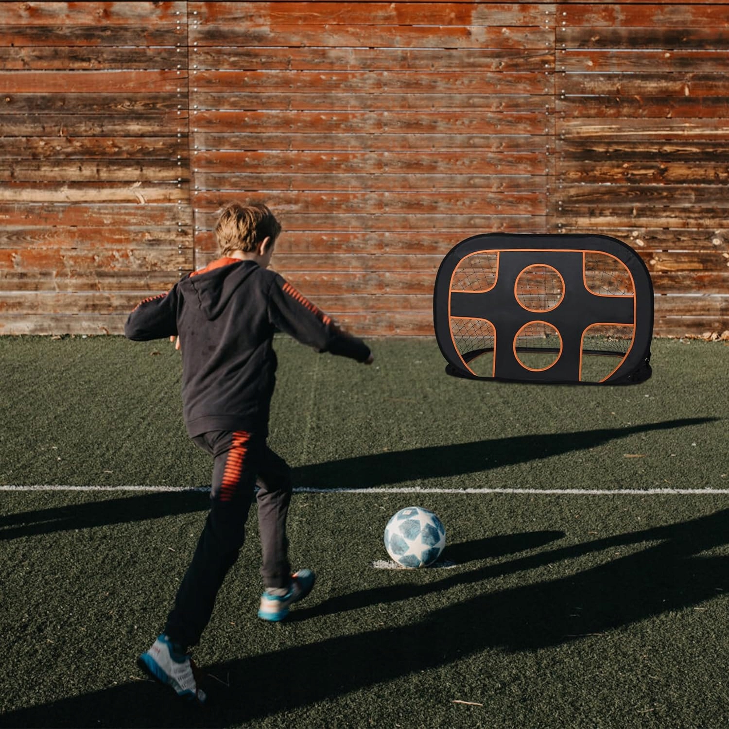 Bramka do piłki nożnej dwukierunkowa konstrukcja rozkładana z 2 drążkami po Kolor czerń