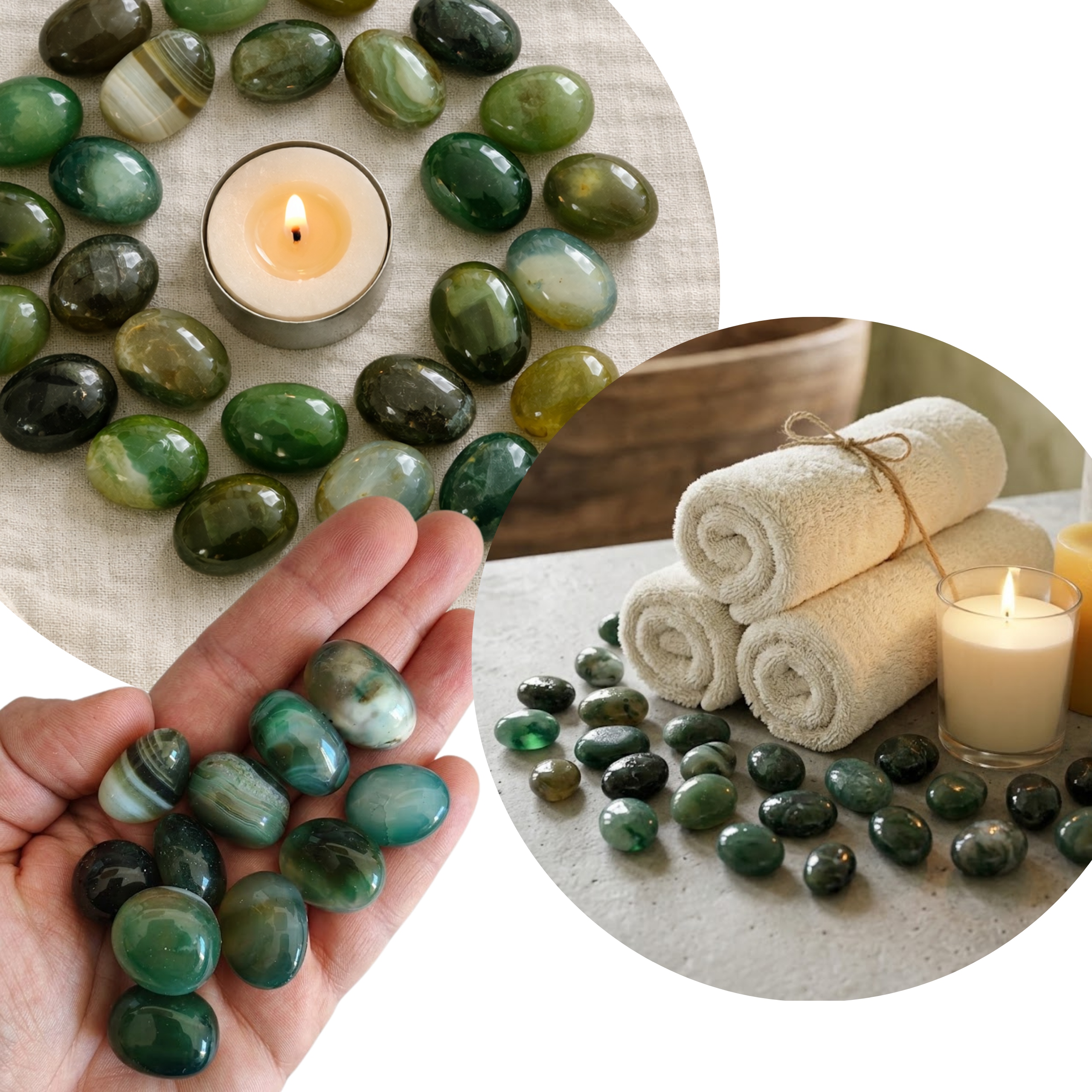 Přírodní Kameny 15-20 MM Zelený Dekorativní Achát Pro Rostliny 1 Kg