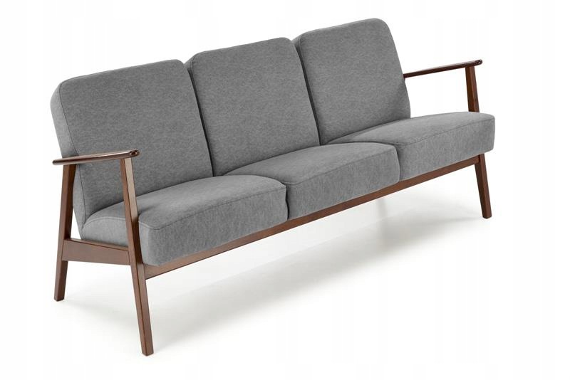 Sofa tapicerowana Milano S3 Drewno orzech tkanina szara popiel Halmar