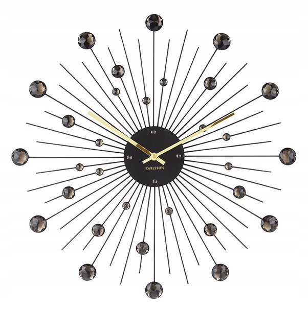 Velké Efektní Černé Nástěnné Hodiny S Krystaly Karlsson KA4859BK 50 cm
