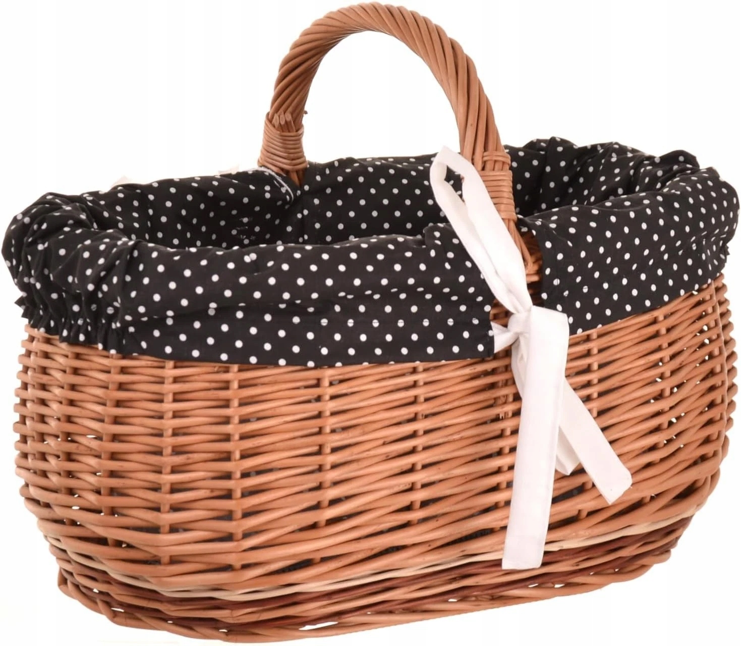 Aqbau piknikový koš s rukojetí 47 cm, proutěný, velikonoční nákup, černý