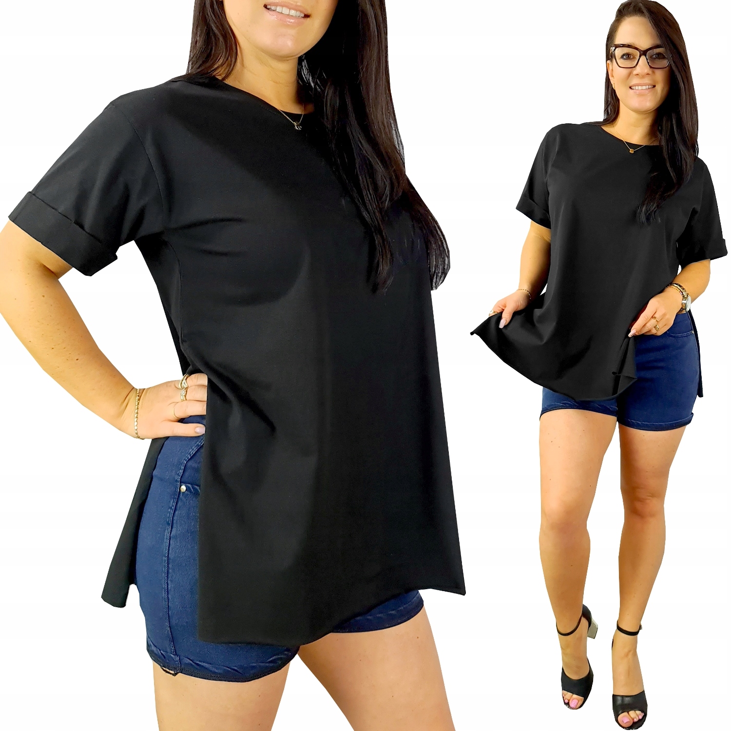 

T-shirt bluzka Oversize Rozcięcie Na Boku modna S