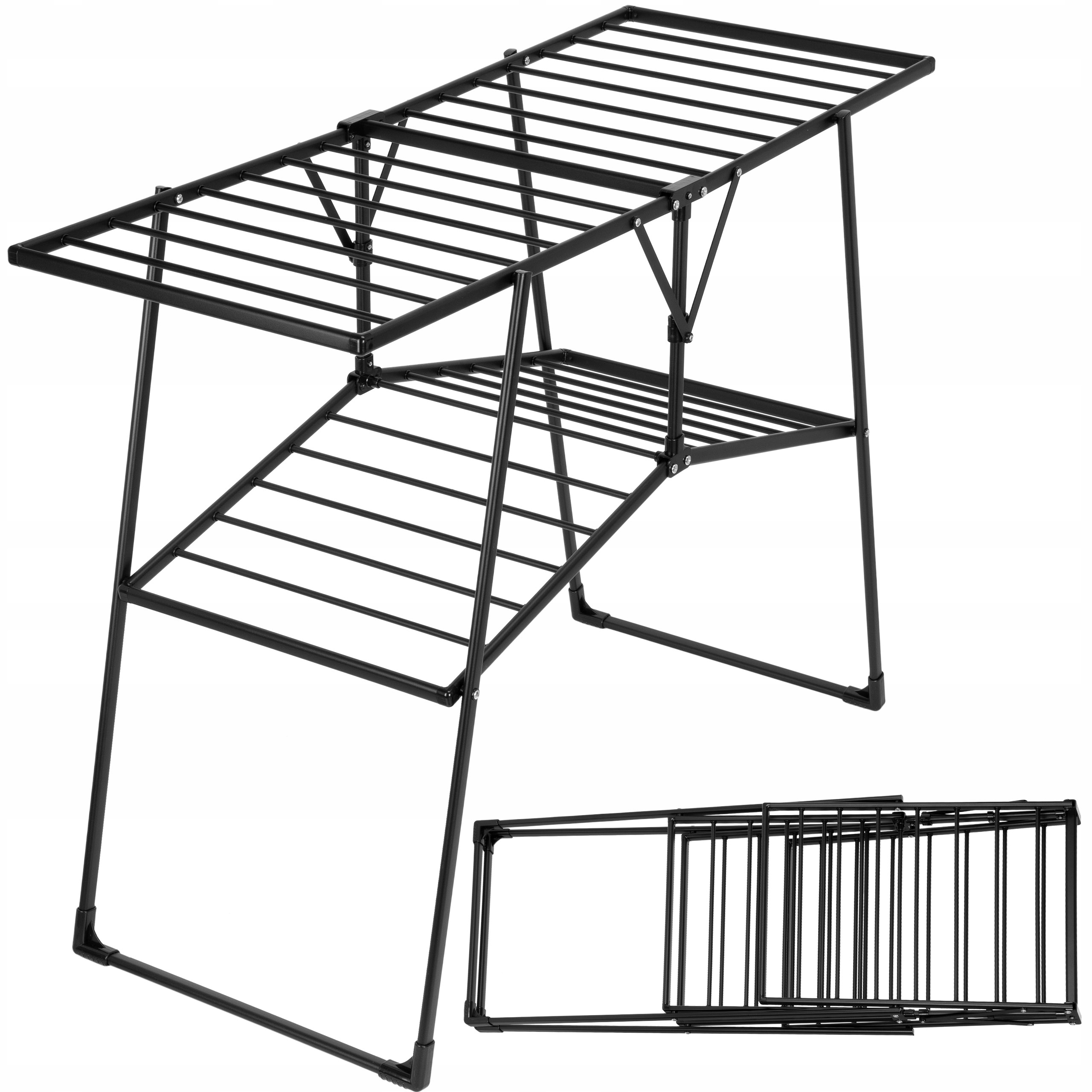 Suszarka Do Ubrań Stojąca Dwupoziomowa Na Pranie Piętrowa Składana Pojemna