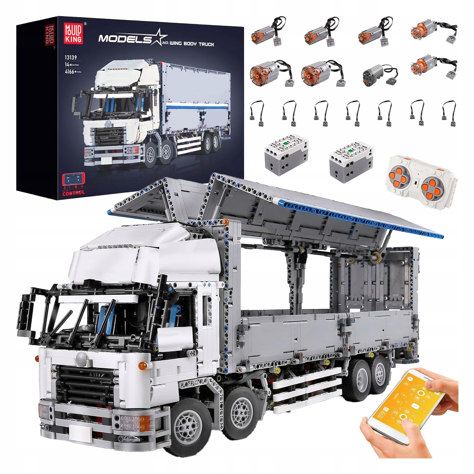 Zestaw klocków Mould King 13139 ciężarówka +pilot Rc Tir z otwieraną paką