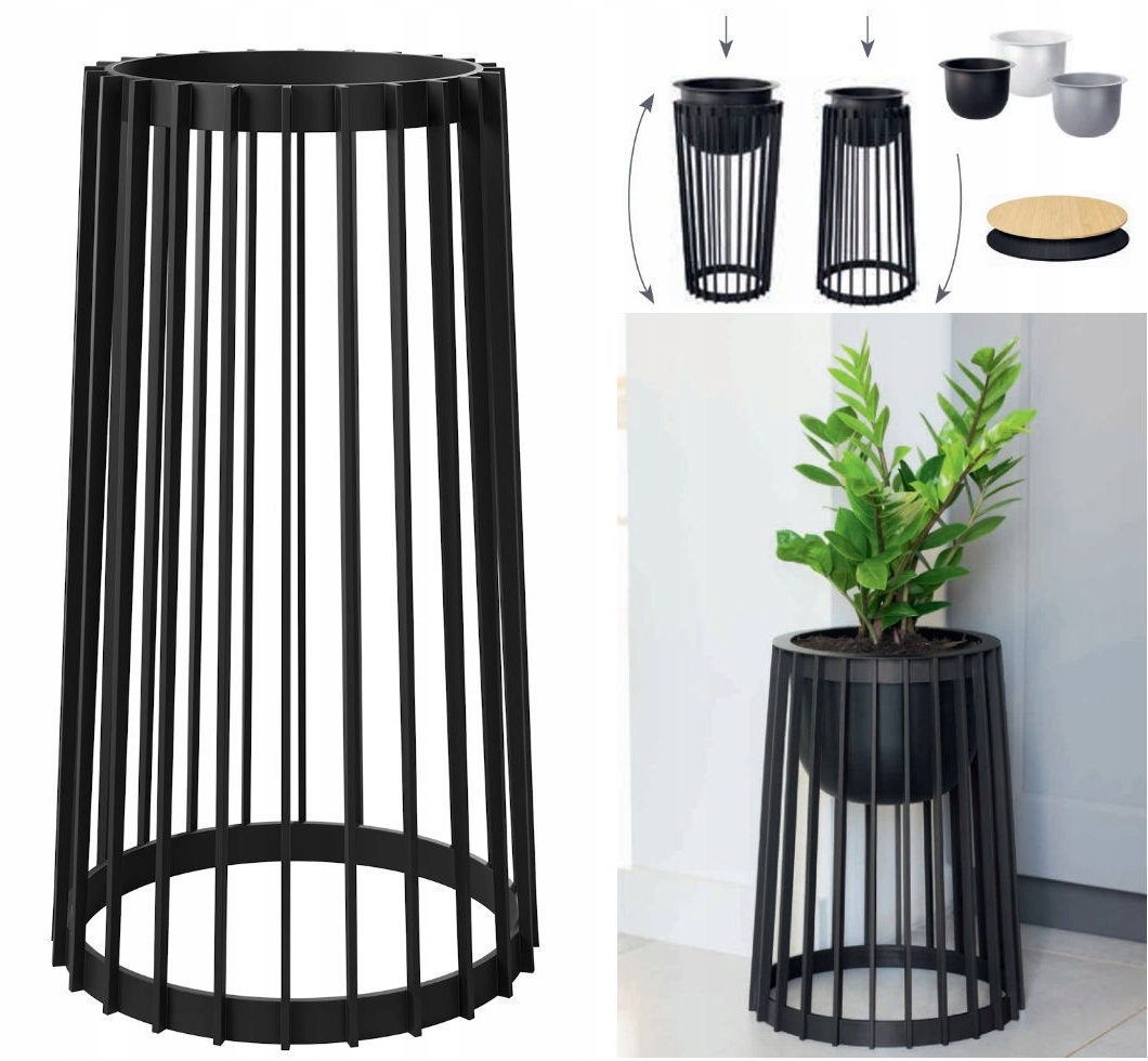 Kwietnik wysoki dwustronny Standy 54H | Czarny — 4
