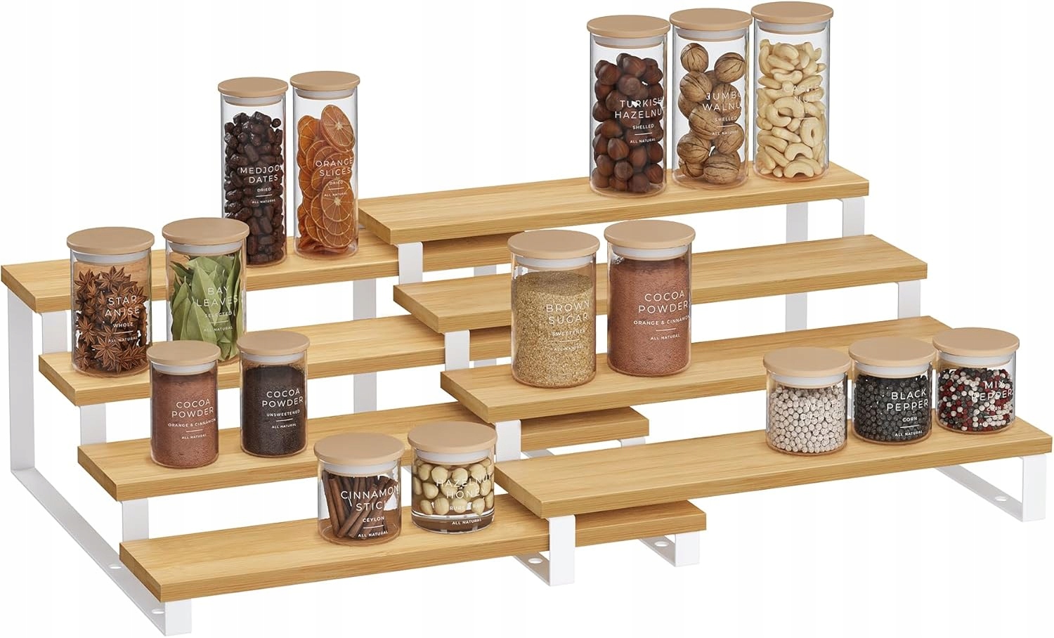4-ÚROVŇOVÉ Výsuvné Police Na Koření A Kosmetiku Pro Skladování Bambusu