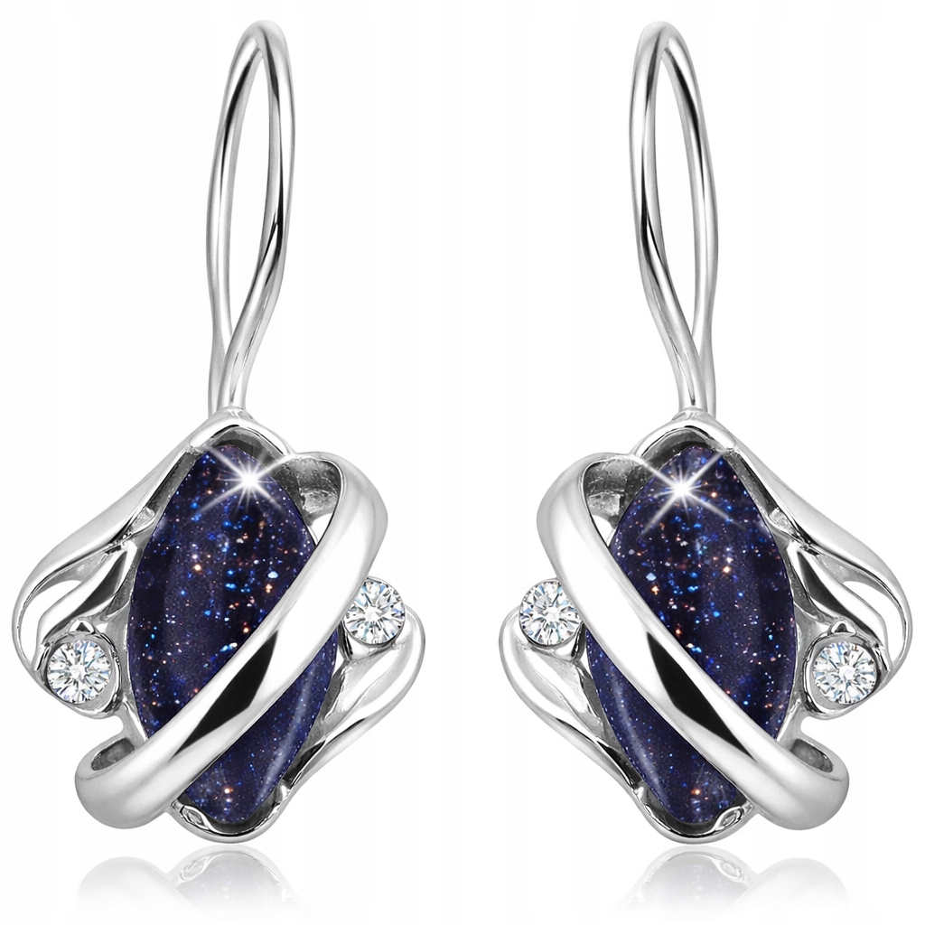 Kolczyki srebrne wiszące czarne kolczyki rodowane noc Kairu srebro 925