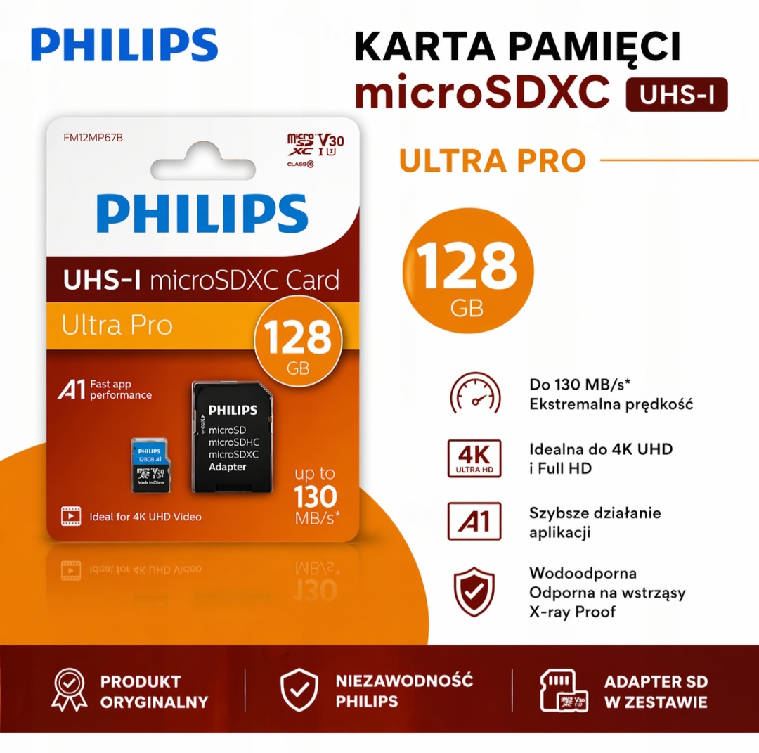 Karta microSD Philips 128 Gb 130 MB/s