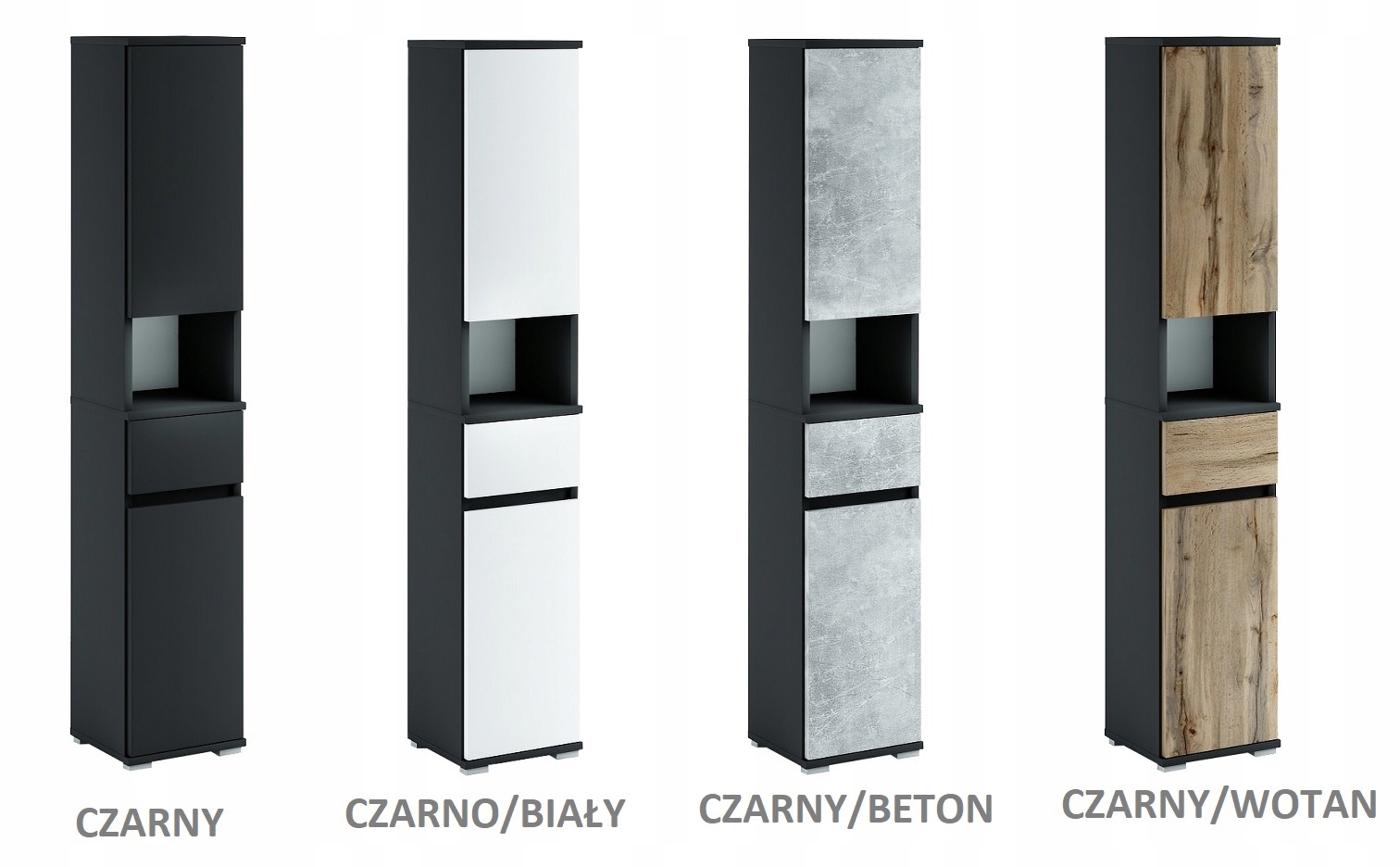 088-068 Szafka Łazienkowa 32/195 + KOSZ - WOTAN / BETON Głębokość mebla 28 cm