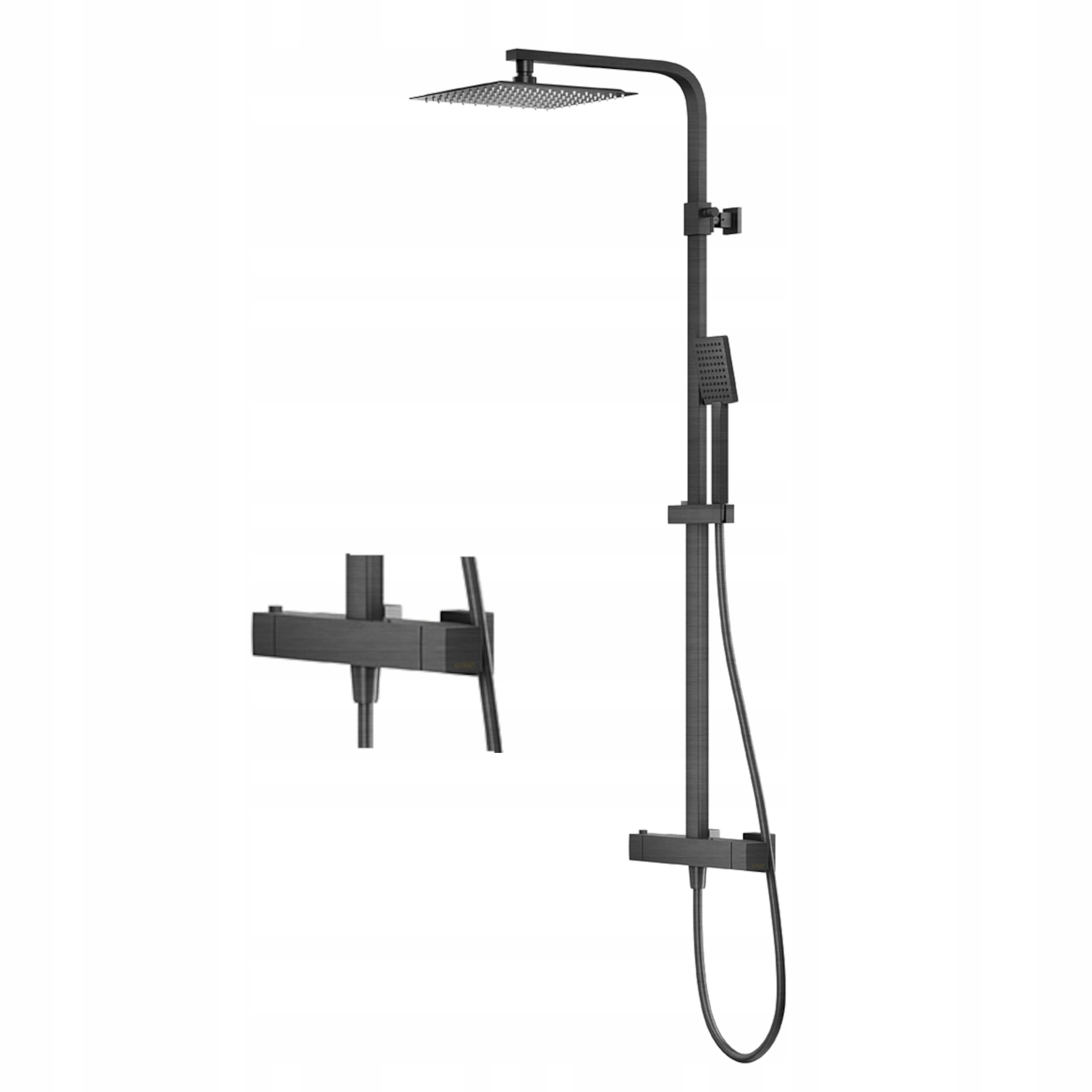 Zestaw Natryskowy Prysznicowy Termostat Grafitowy Gun Metal Deszczownica