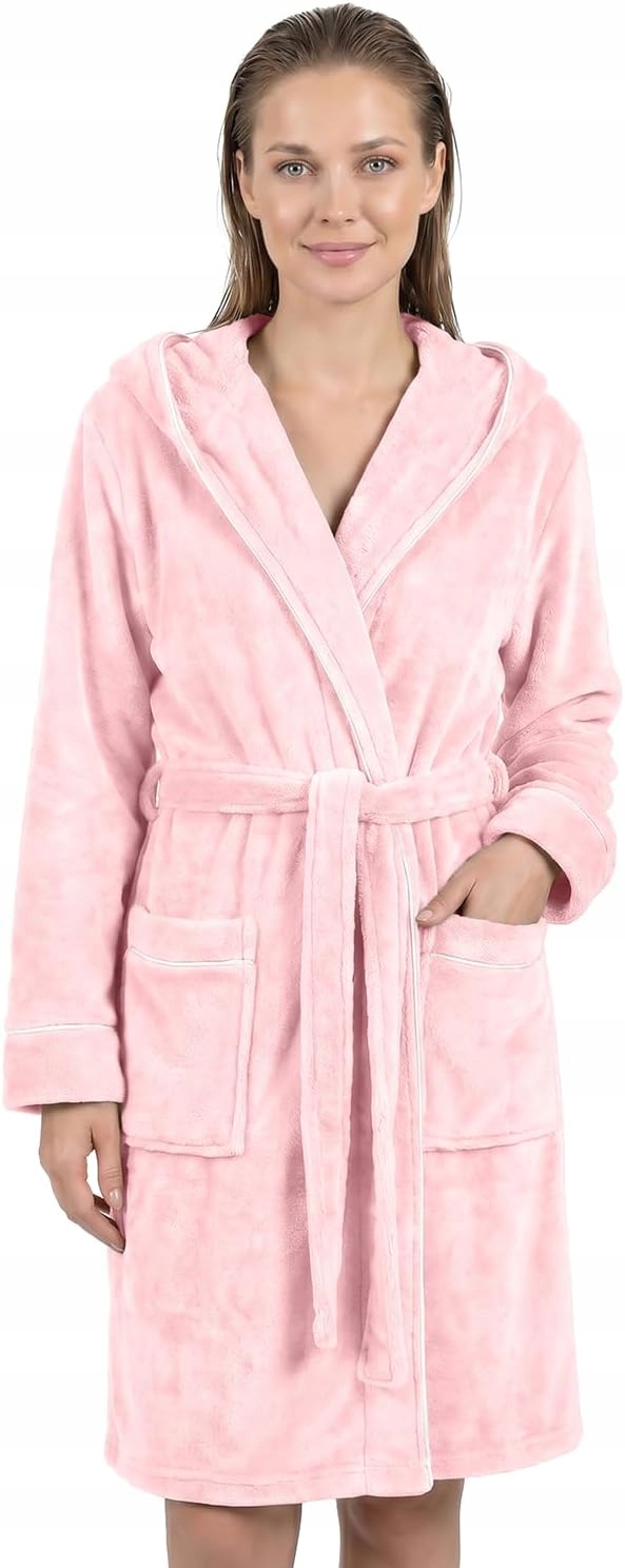 Dámský Nadýchaný Župan S Kapucí Polar Öko-tex S-xxxl XL vel růžový