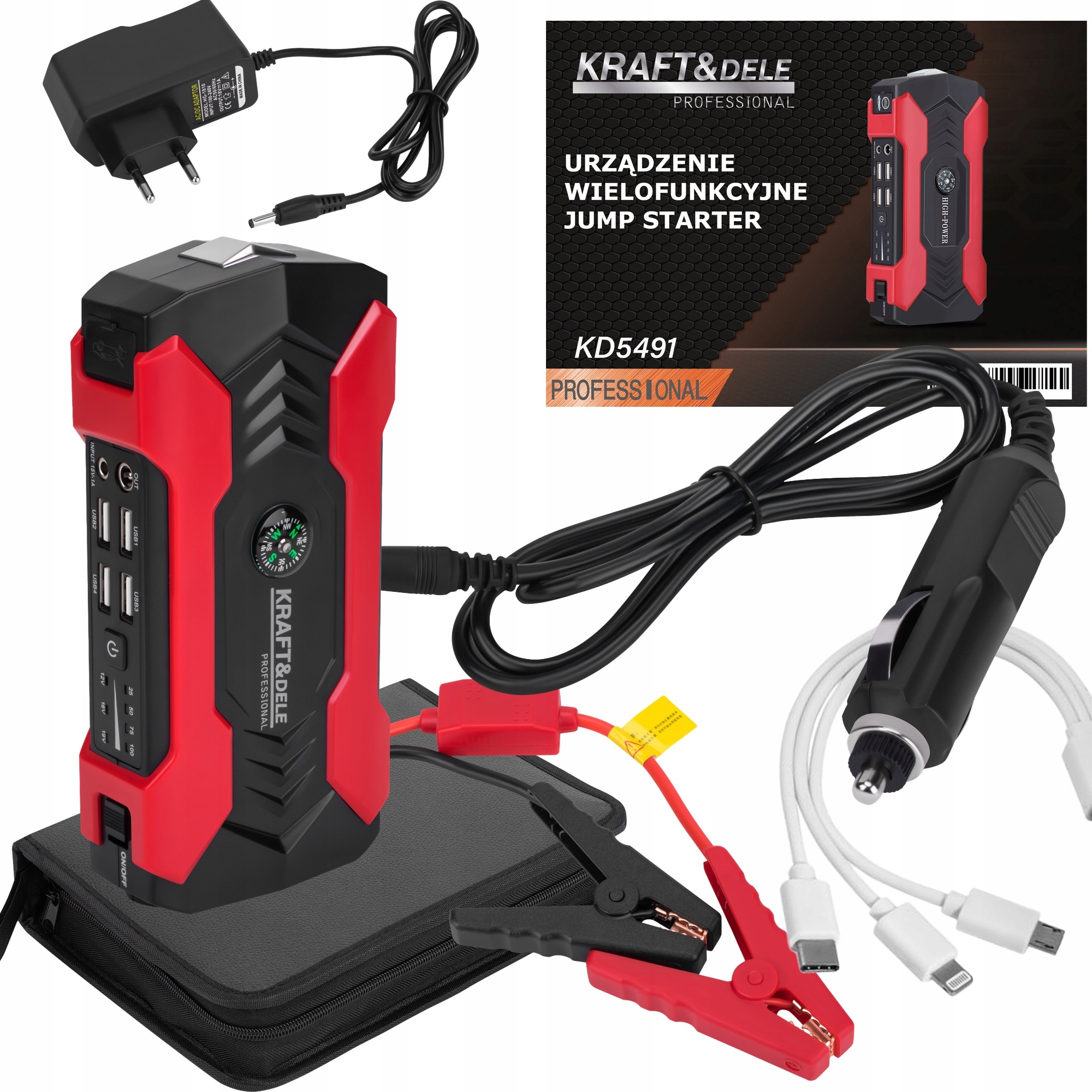 Wielofunkcyjny Jump Starter Powerbank Nrzędzie Wielofunkcyjne 28000mAh 800A