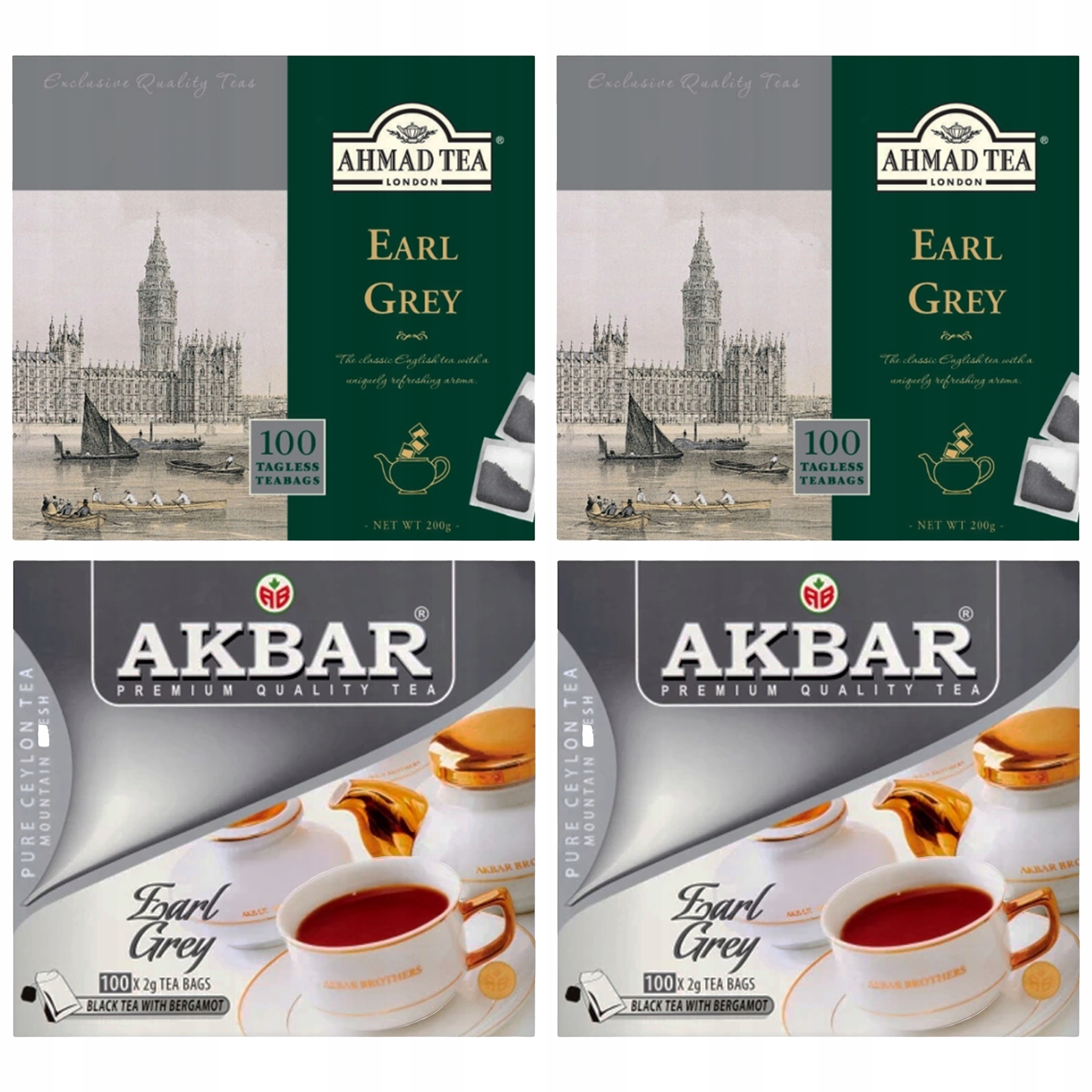 Levně Dárková sada 4 černých čajů Earl Grey 4x100 sáčků