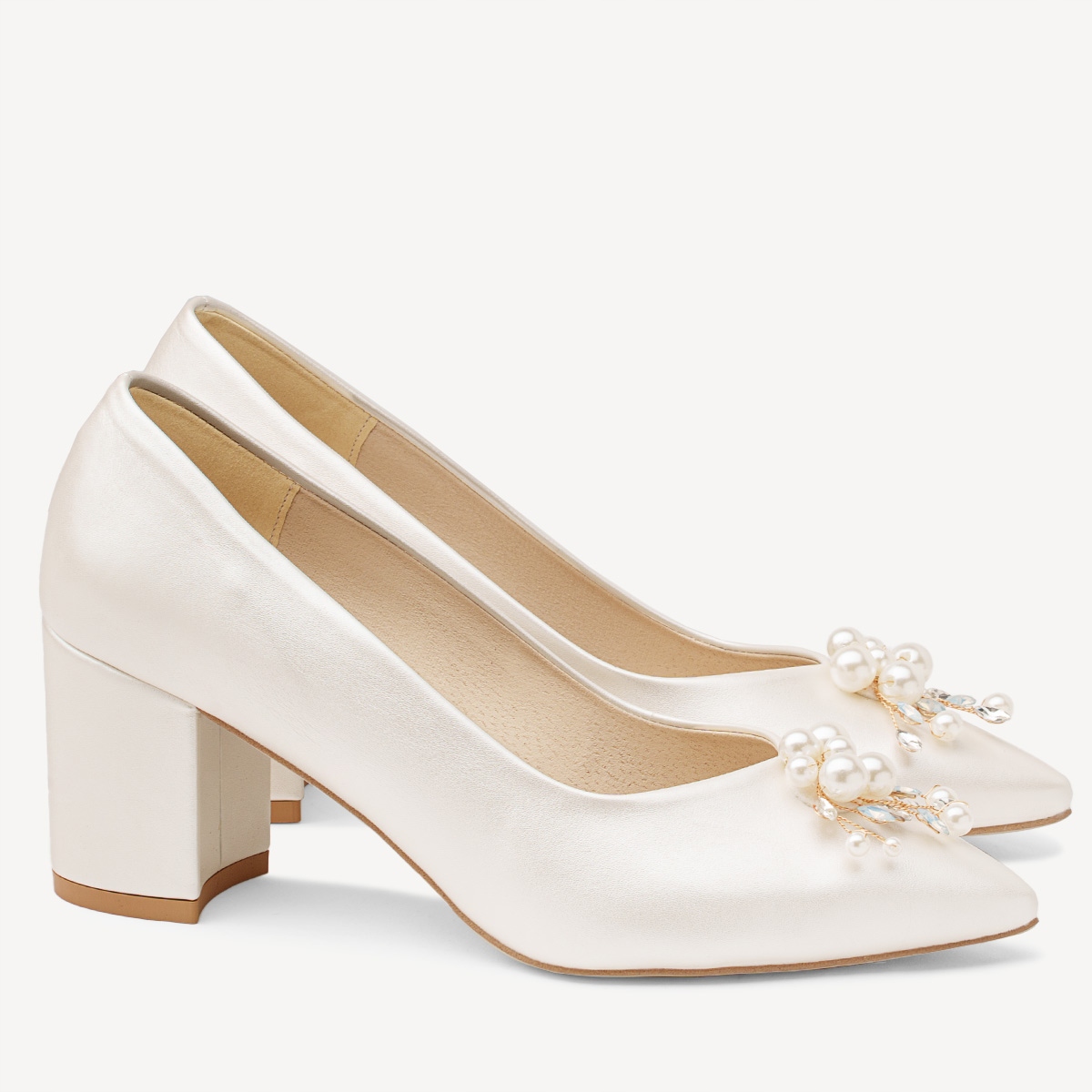 BRILU ŚLUBNE WSUWANE CZÓŁENKA Z OZDOBĄ IVORY 38 Oryginalne opakowanie producenta pudełko