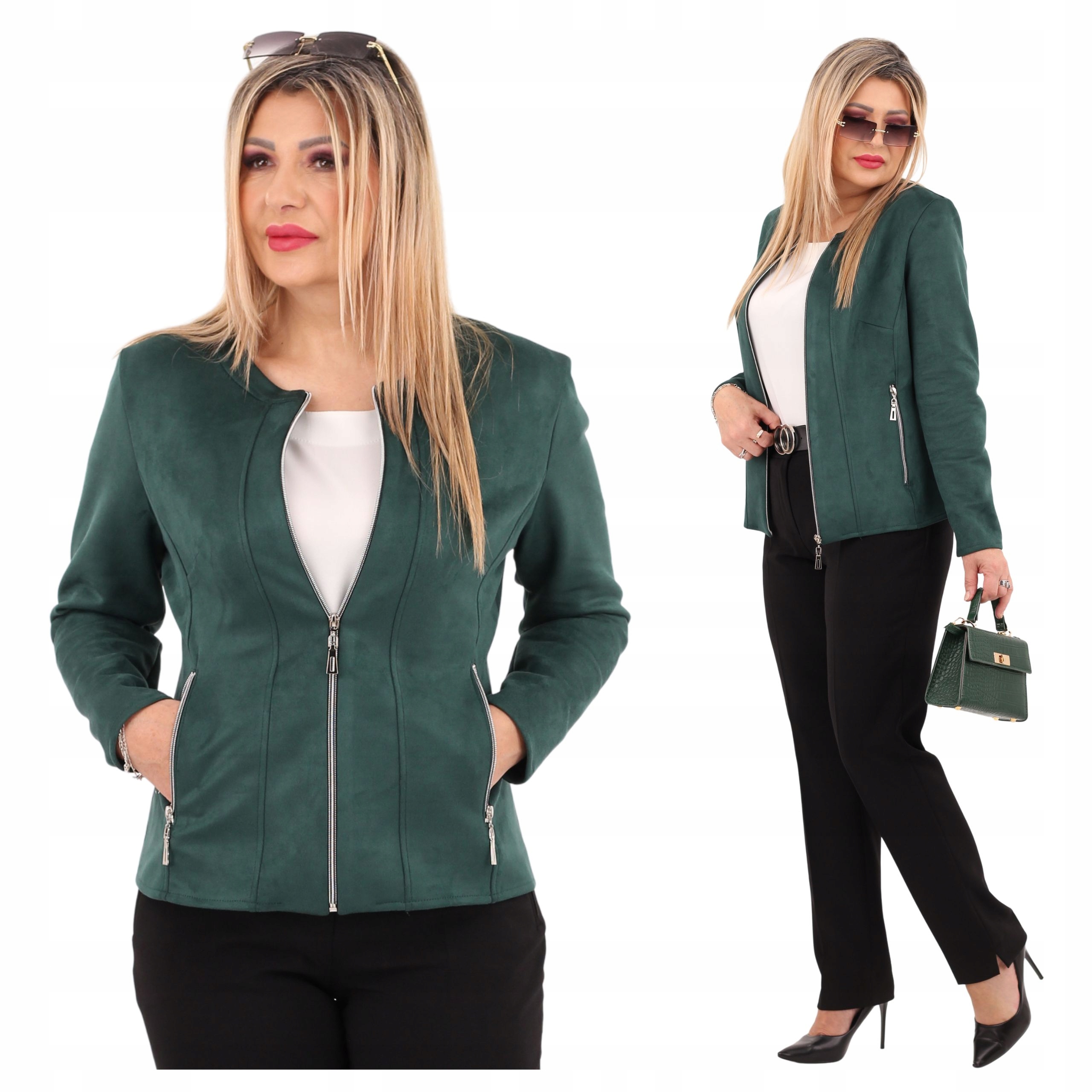 Żakiet Zamszowy Krótki Produkt Polski Duże Rozmiary