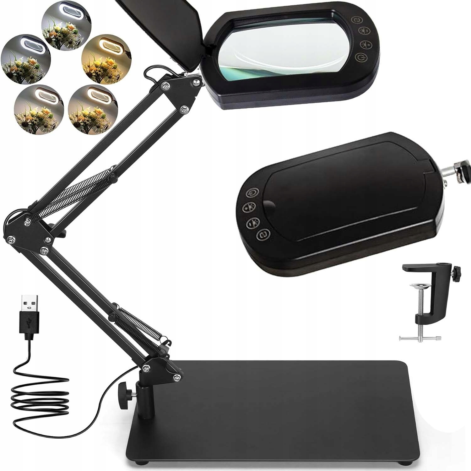 Lampa S Zvětšovacím Sklem Kosmetická Lupa Sklo Stolní Led Lampa