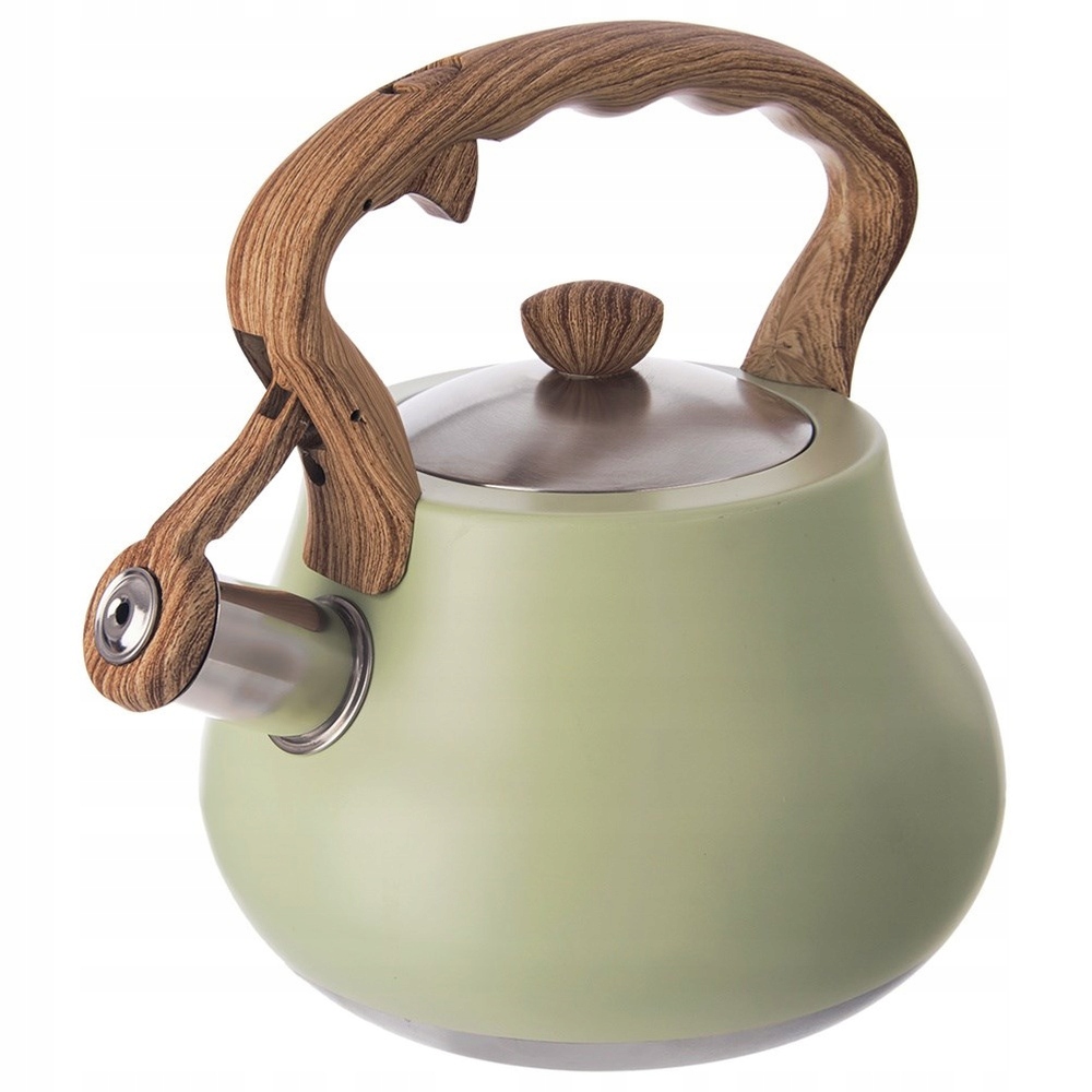 Konvice Zelená Pastelová ocelová s píšťalkou pro vaření vody na sporáku