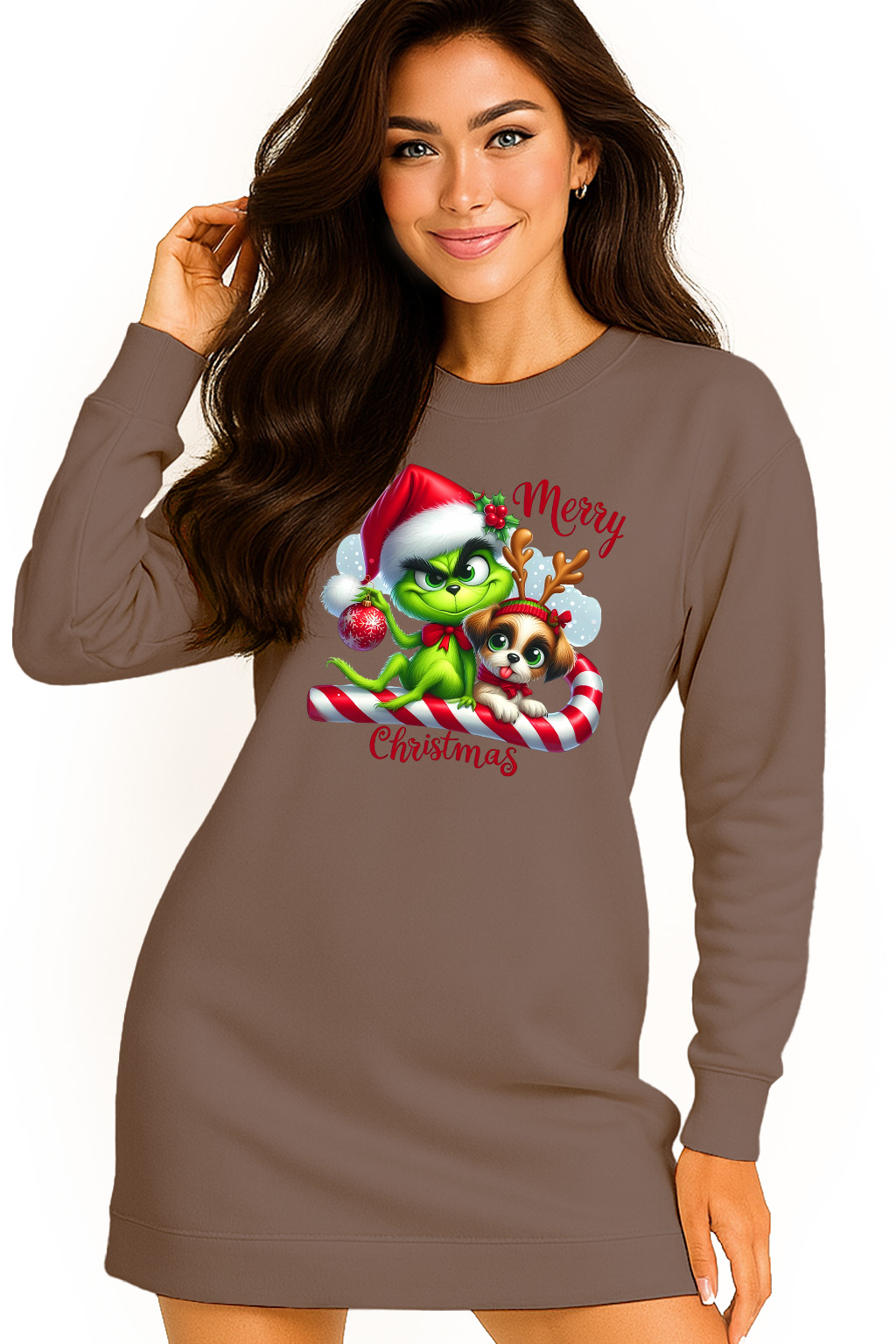 Mikina Dámská Vánoční Oversize Šaty Grinch Sob Dárek Vánoce S
