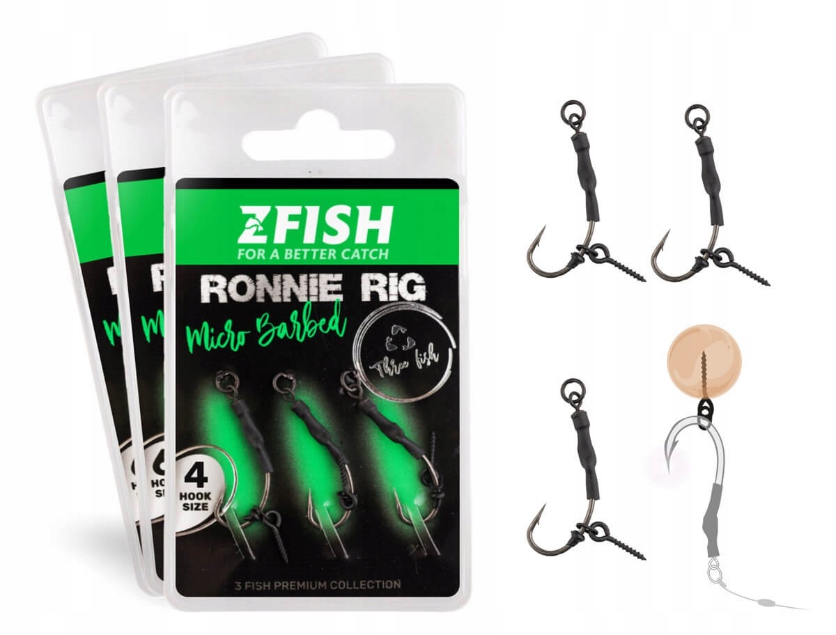 Zestaw Karpiowy Zfish Ronnie Rig NR.4 3 Szt Z Wkrętem