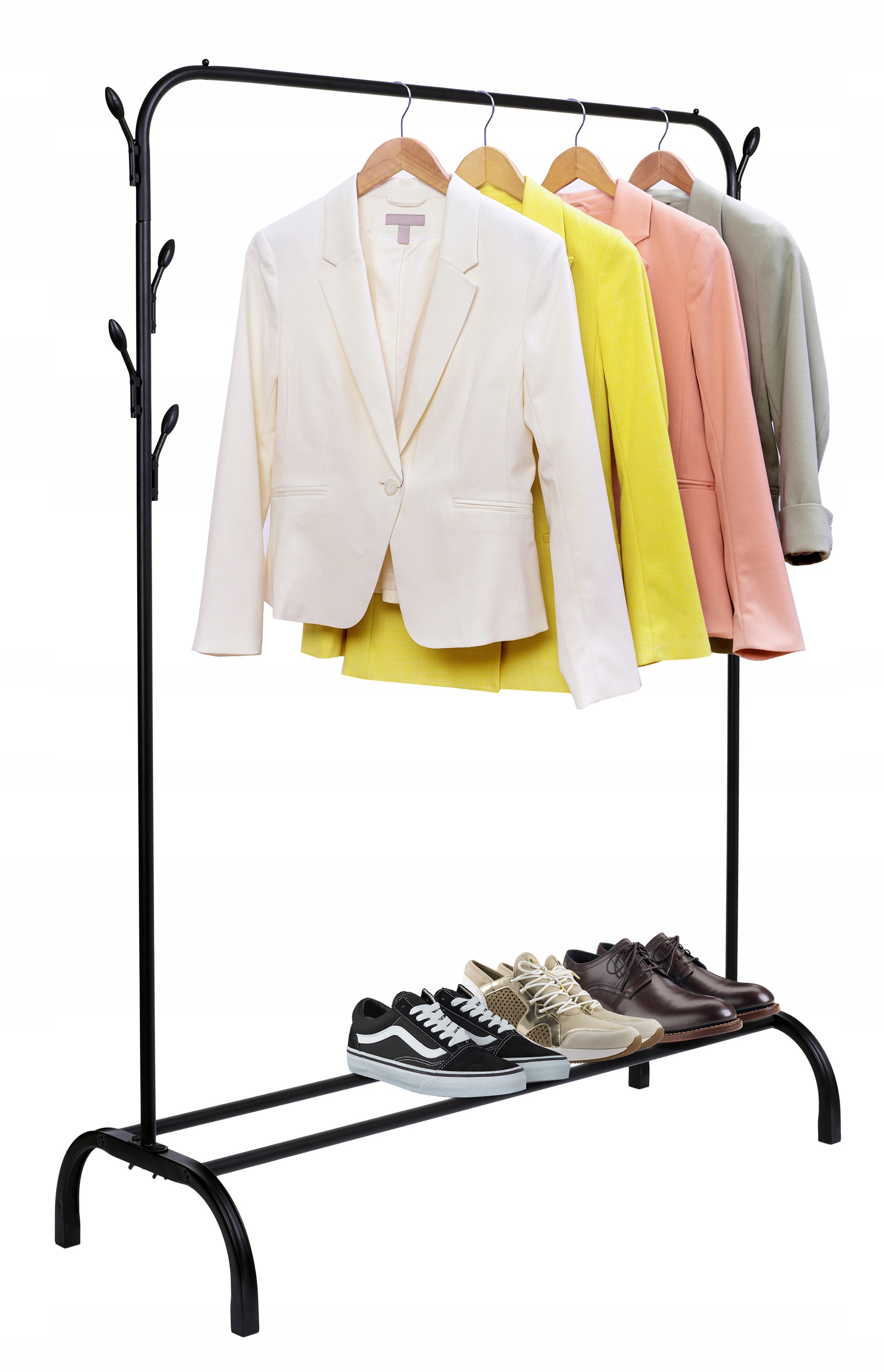 WIESZAK STOJĄCY NA UBRANIA BUTY GARDEROBA LOFT PÓŁKA STOJAK REGAŁ CZARNY