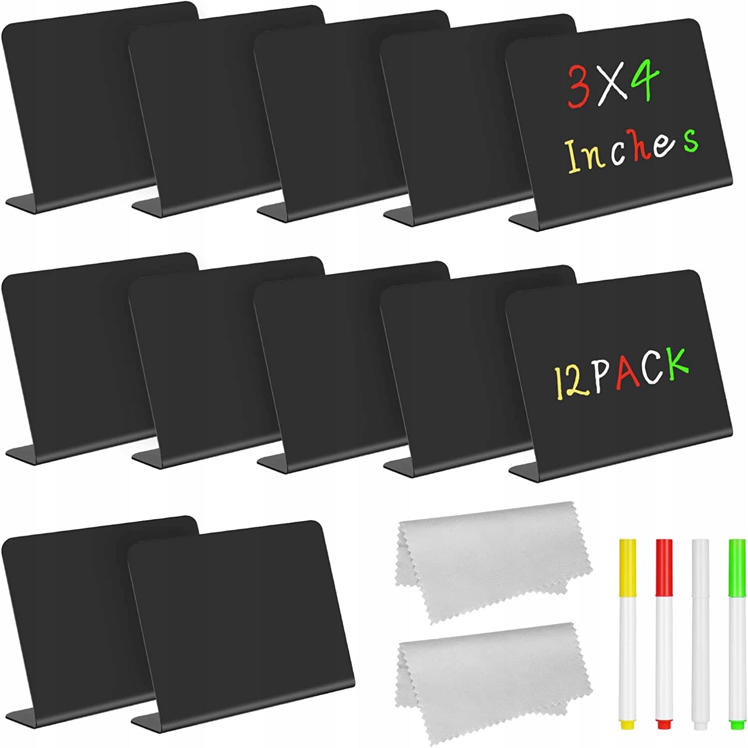 CENÓWKI CZARNE TABLICZKI KREDOWE STOJĄCE ZESTAW X12