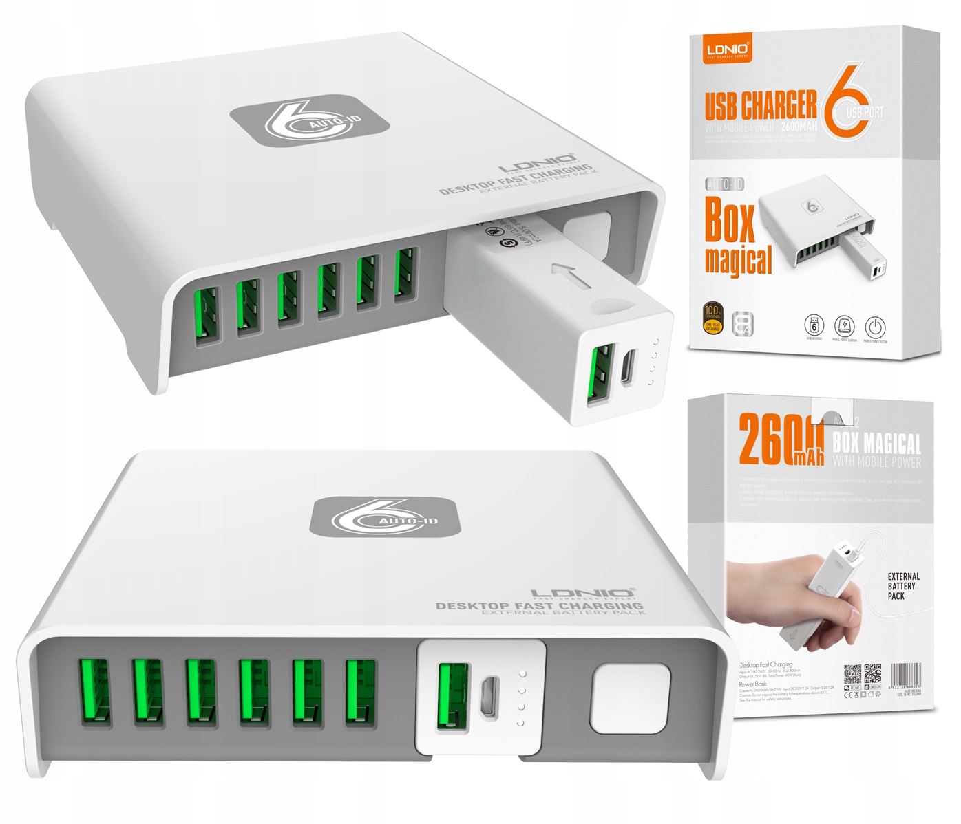 

Szybka Ładowarka Zasilacz Usb Powerbank 2600mAh