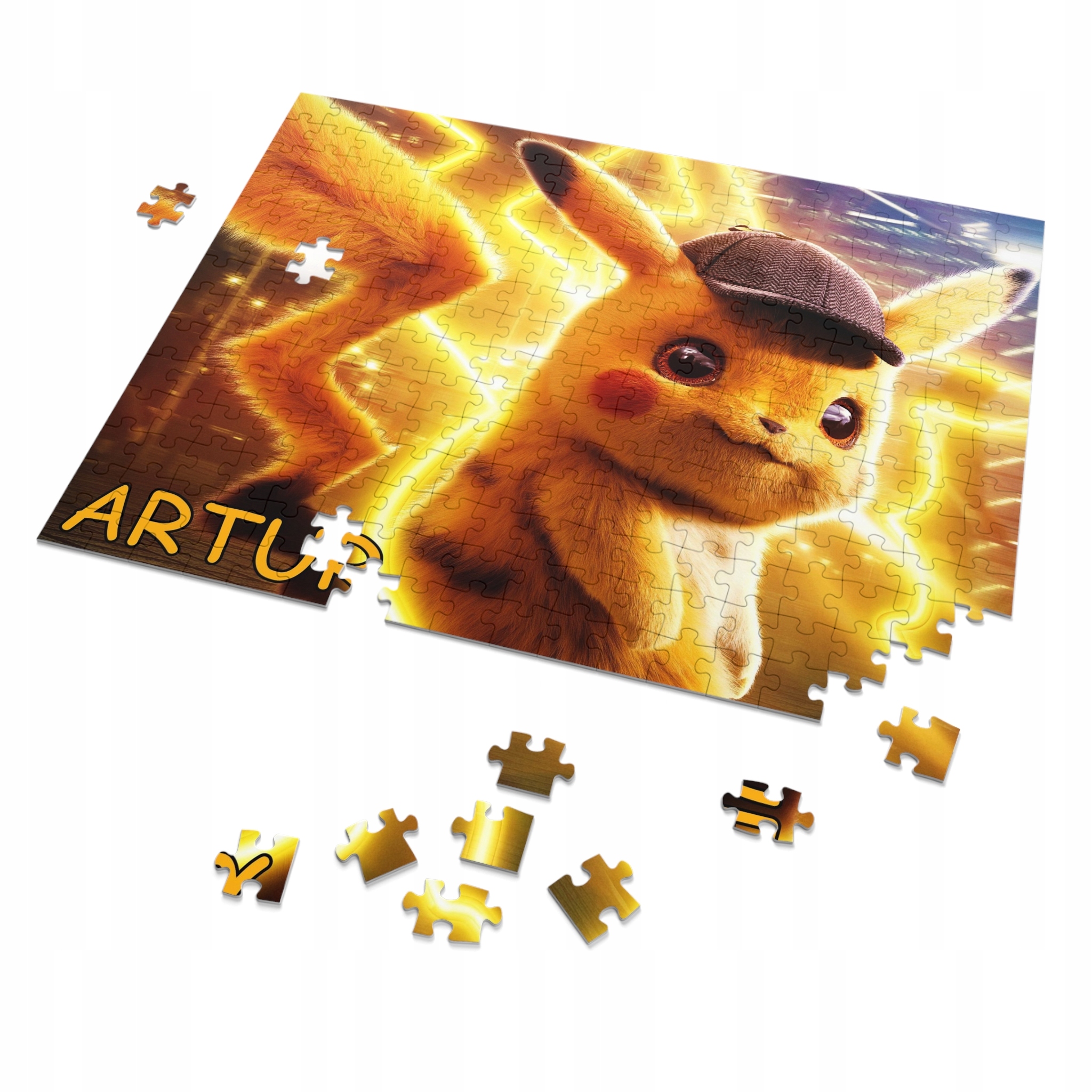 Puzzle + imię Pokemon Detektyw Pikachu A4 96 el