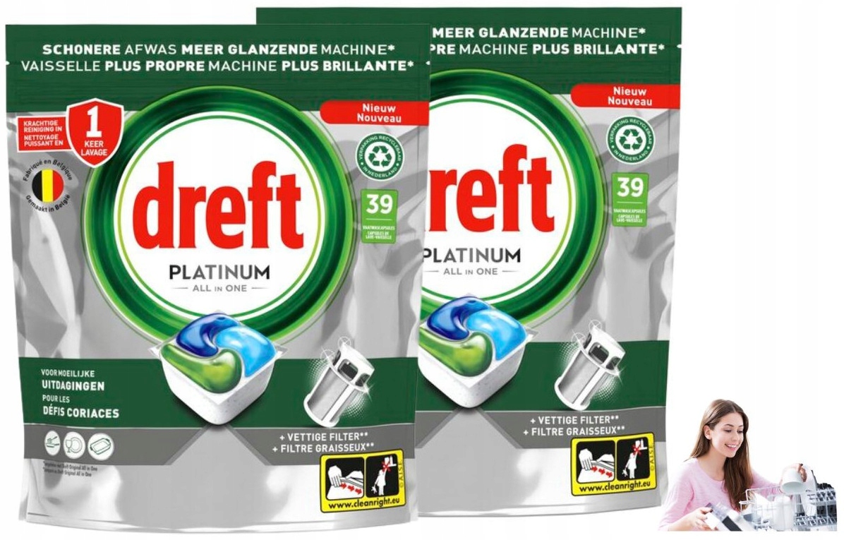 Levně Kapsle tablety do myčky Dreft Platinum All-In-One Účinné 78 kusů