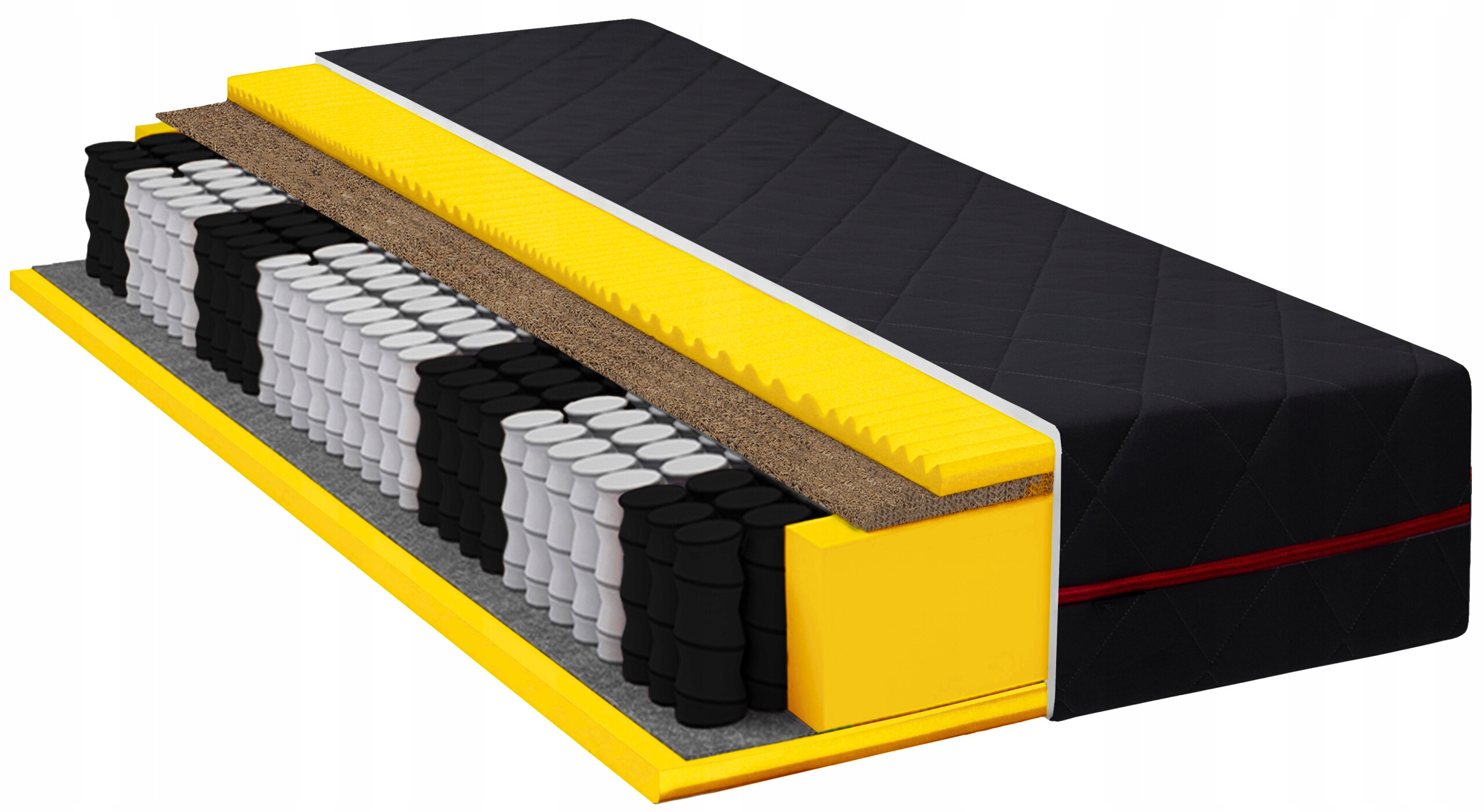 Materac 150x200 Średnio Twardy Masujący H3/H2 Kieszeniowy 24 CM Black