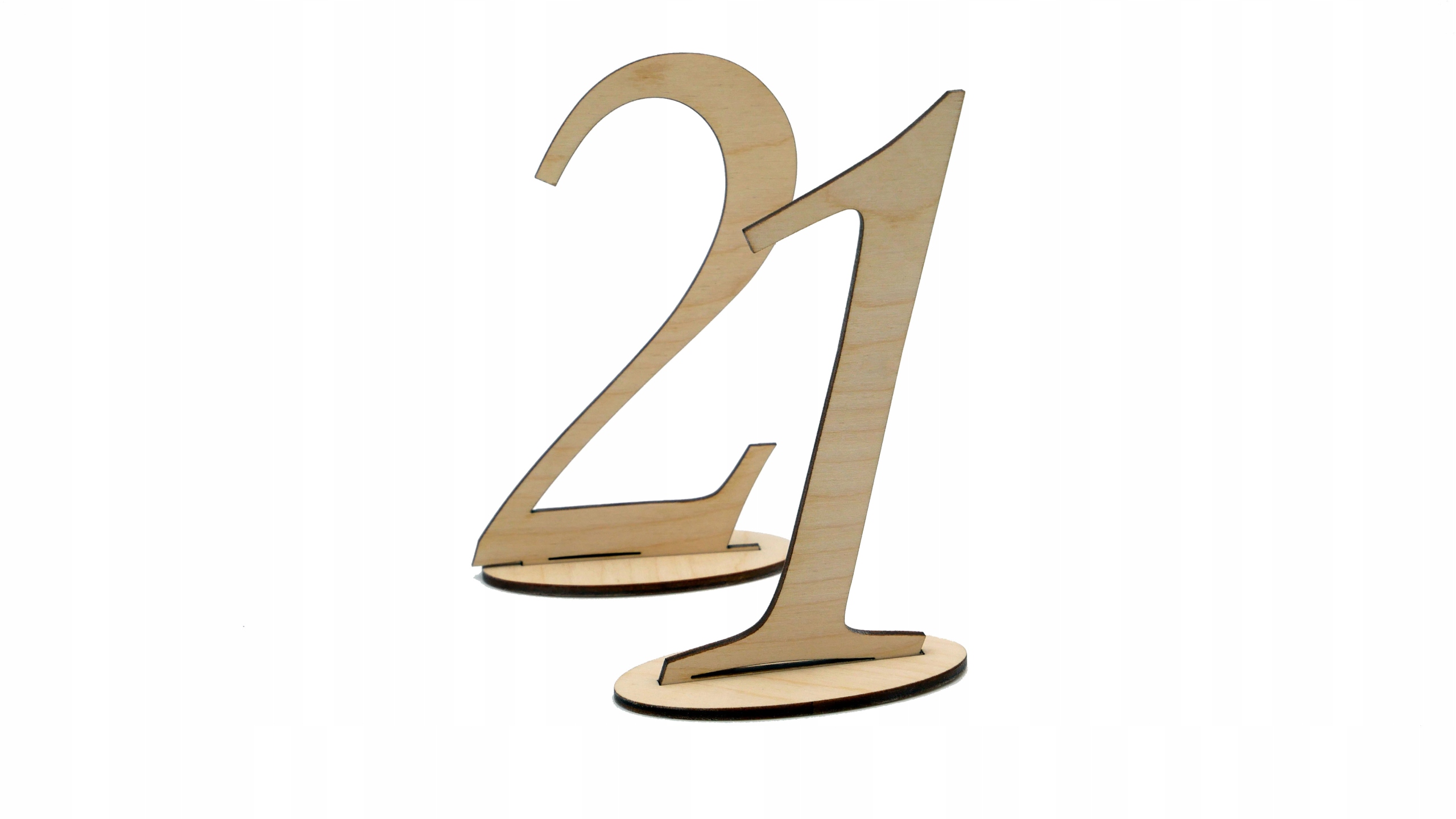 Drewniane numery na stół, cyferki wesele Kolor dominujący brązowy