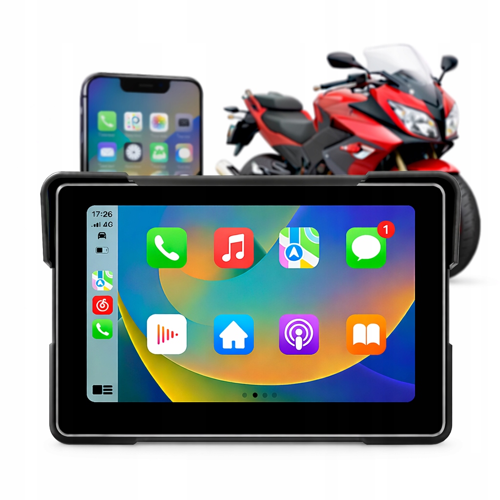CarPlay Android Auto Motocykel 7" Gps Bluetooth WiFi Vodotesný IPX8