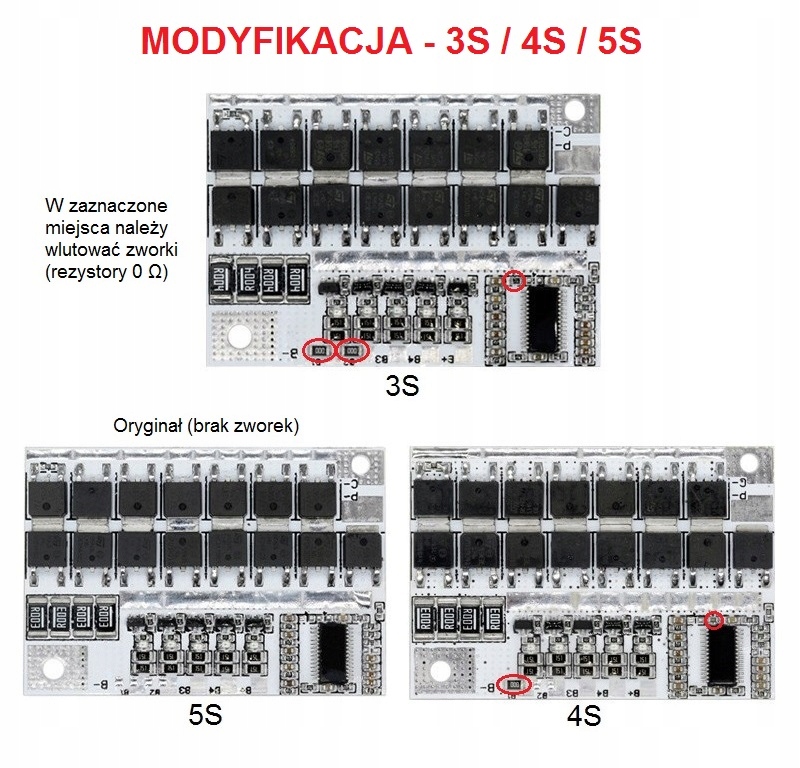 Moduł BMS Balanser uniwersalny LiFePO4 5S 18V 100A prąd balansu 50mA / 0005 Producent RDS