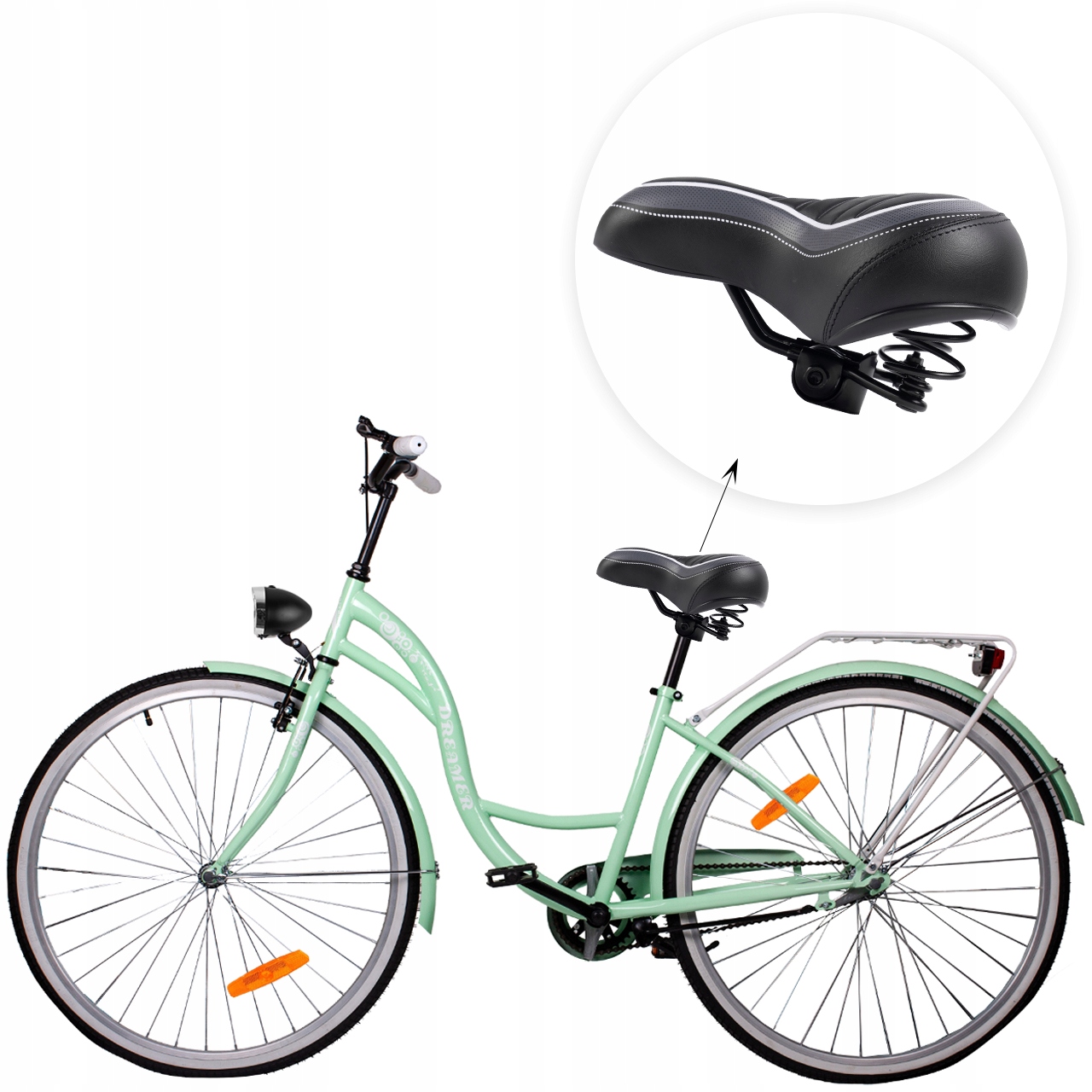 SIODEŁKO ROWEROWE WYGODNE PIANKOWE Z AMORTYZACJĄ WODOODPORNE SPRĘŻYNOWE Waga 715 g