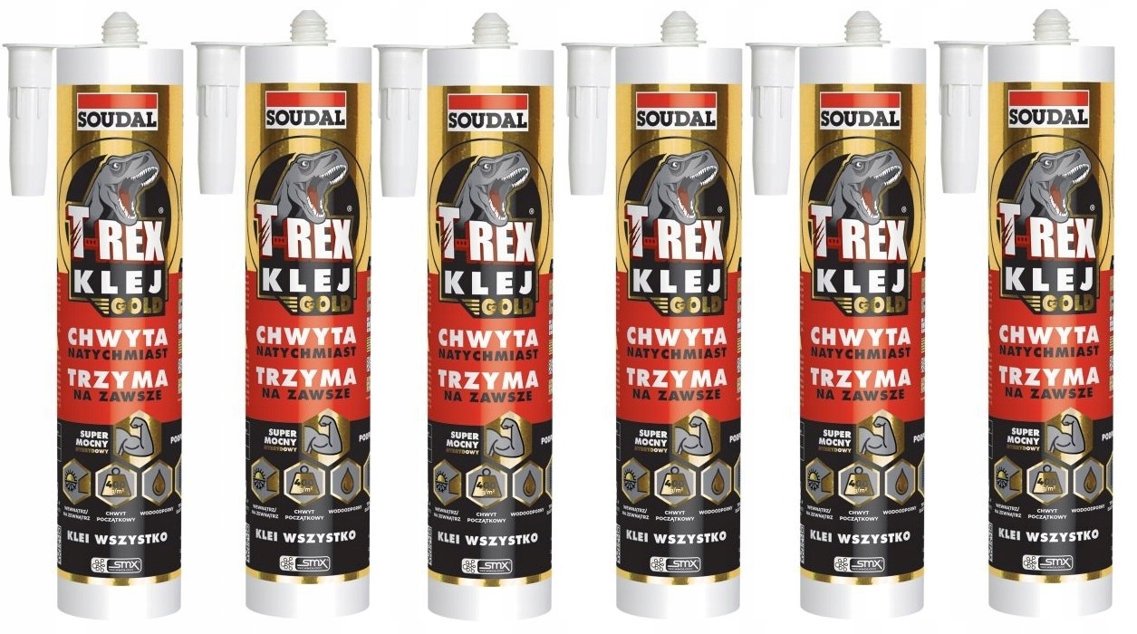 6x Soudal Klej Polimerowy Smx Montażowy T-rex Gold